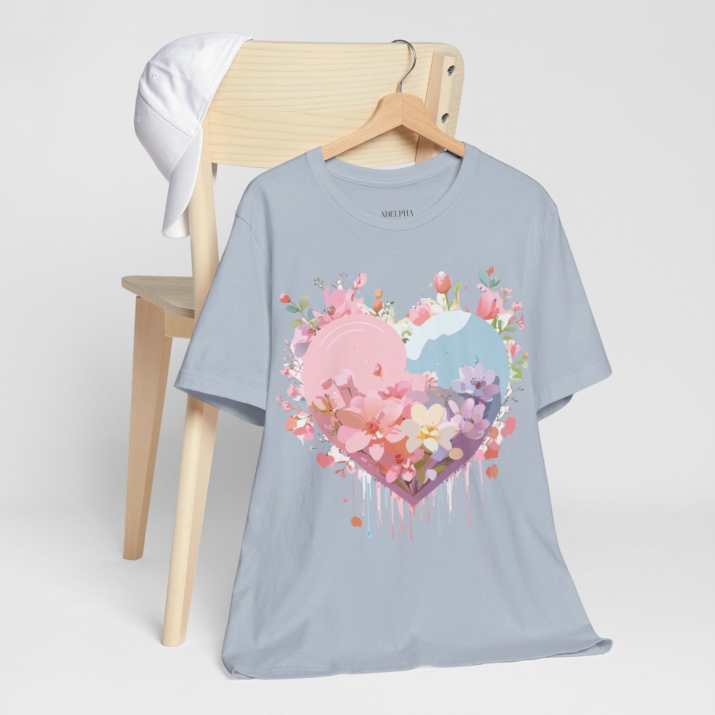 Valentine Day Graphic Unisex 100 Cotton Vintage Artwork with Love and Flower Design Tee 31