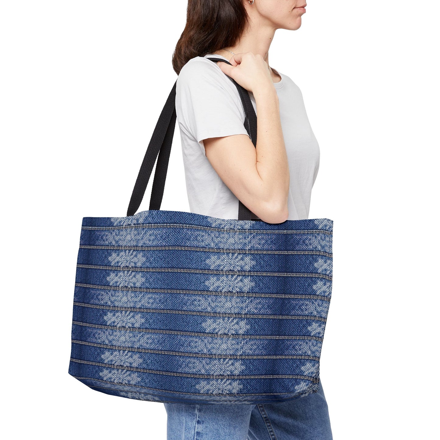 Denim Print Yoga Bag High-Quality 100% Spun Poly 24x13 Canvas Bag 89