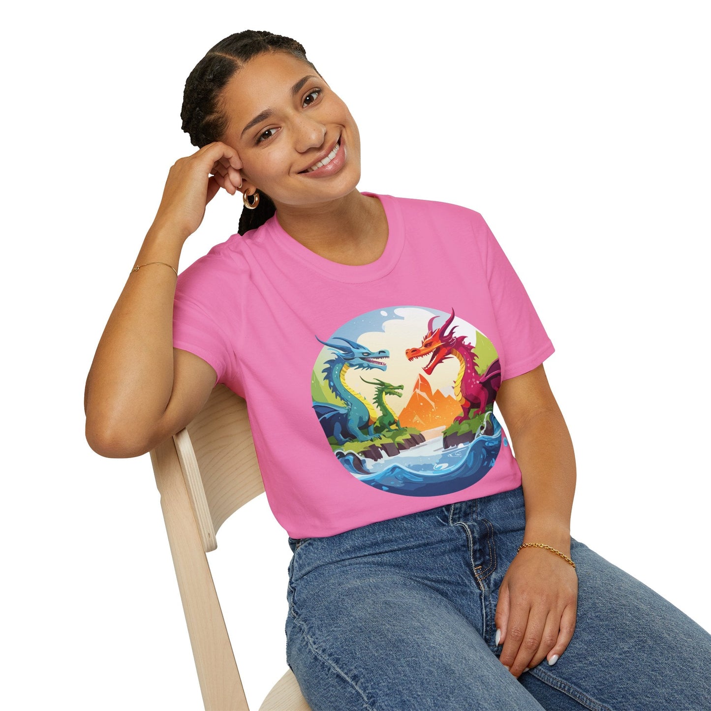 Dragon Graphic Unisex Cotton Softstyle Art Design Tee With Animals 18