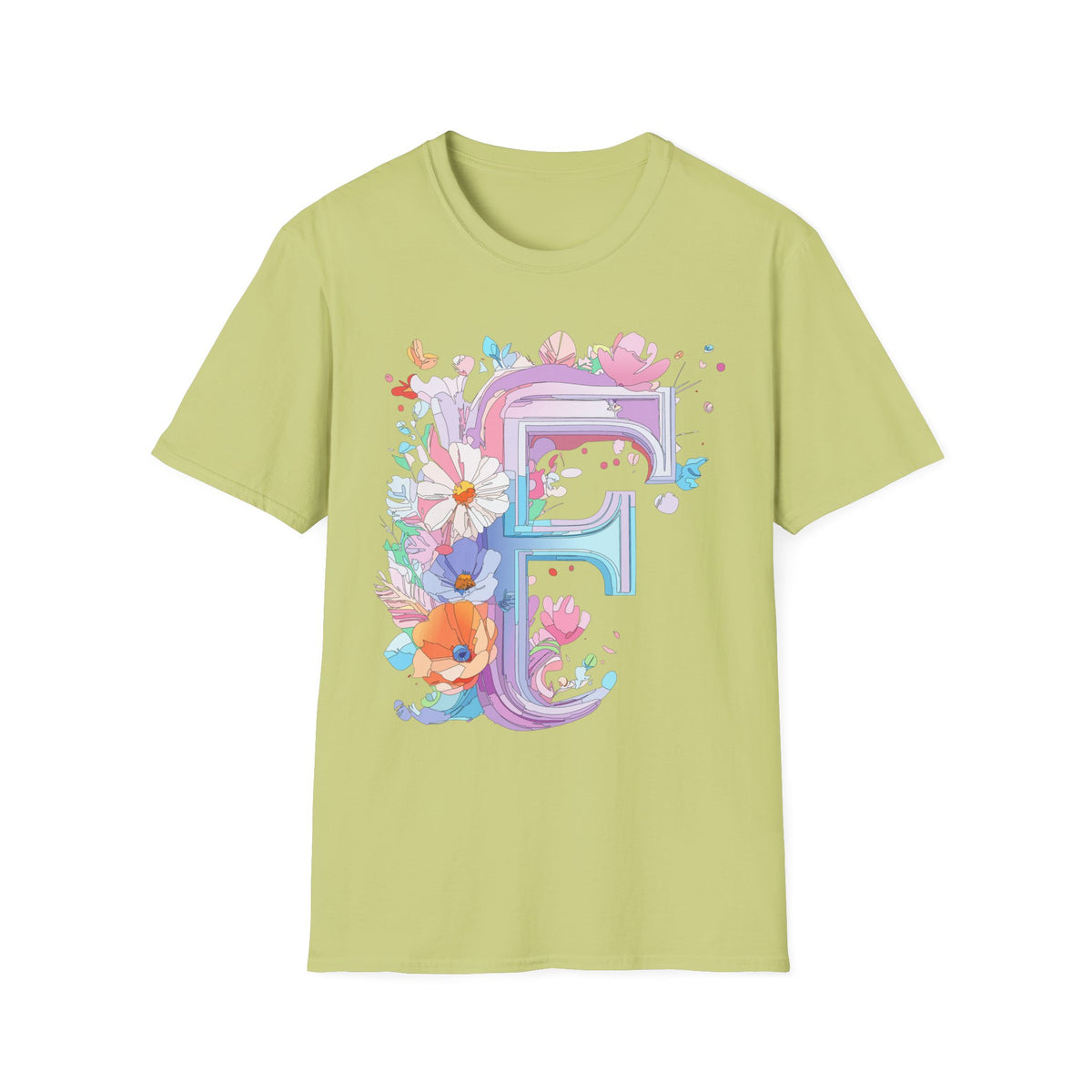 Floral Letter F T-Shirt | Watercolor Monogram Tee