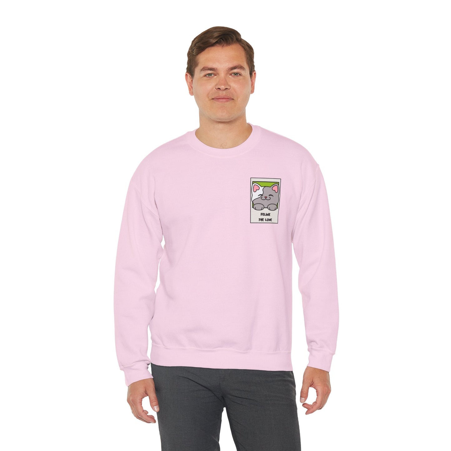 Pocket Cat Sweatshirt Unisex Cat Heart Sweatshirt Valentines Day Gift 50 Percent Cotton Poly Blend