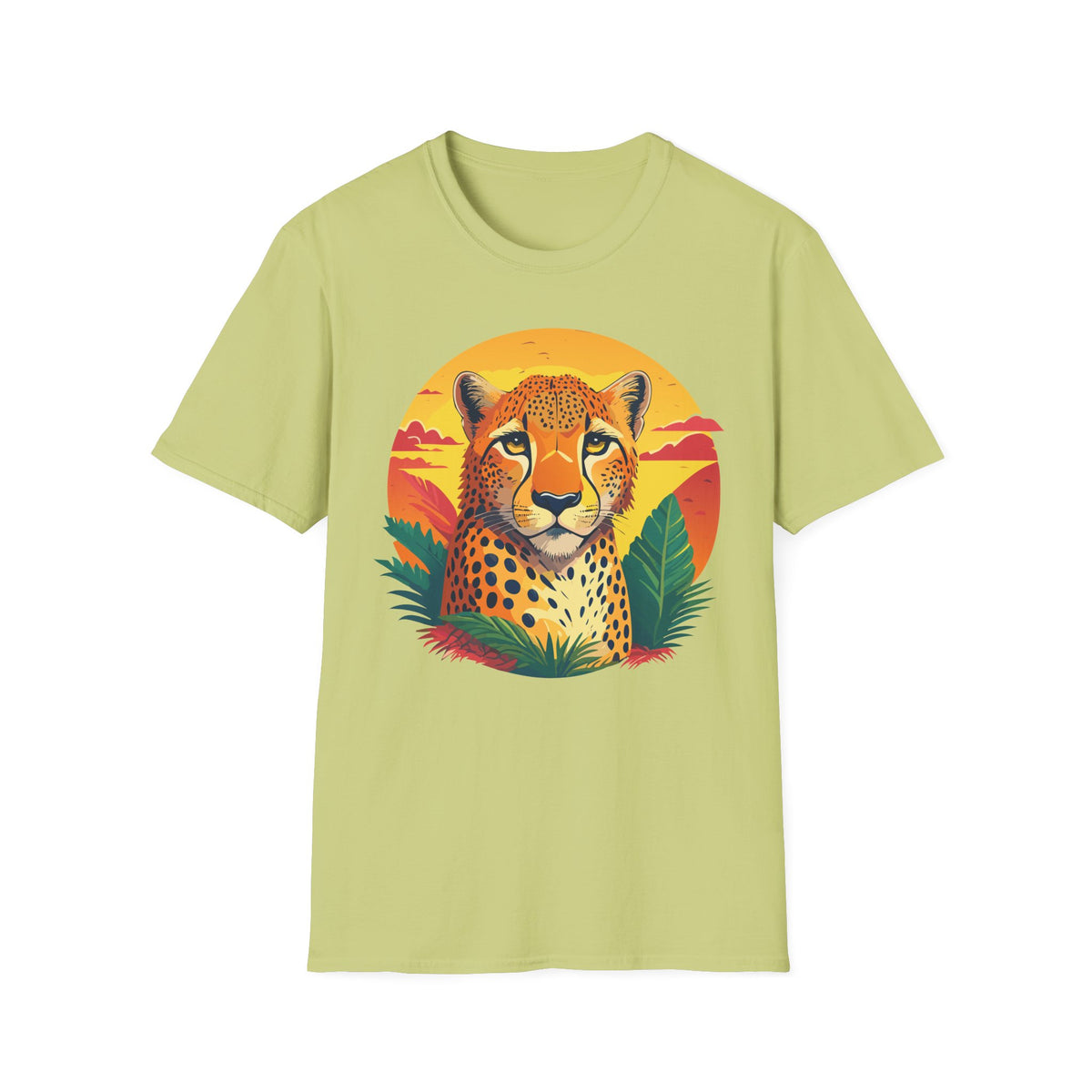Cheetah Sunset Illustration T-Shirt | Retro Wildlife Tee