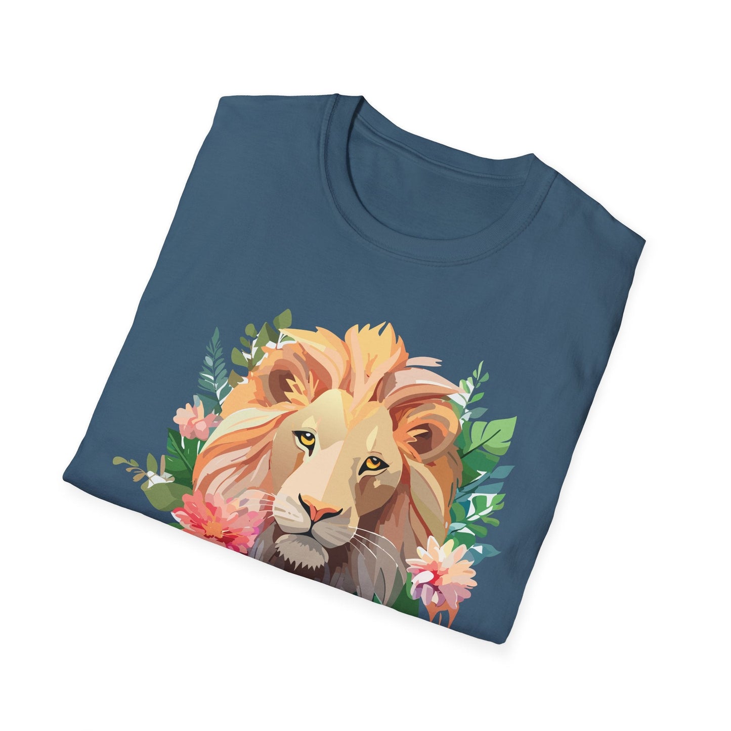 Gildan Unisex Lion Shirt Floral Lion Tee Animal Print Softstyle Tee