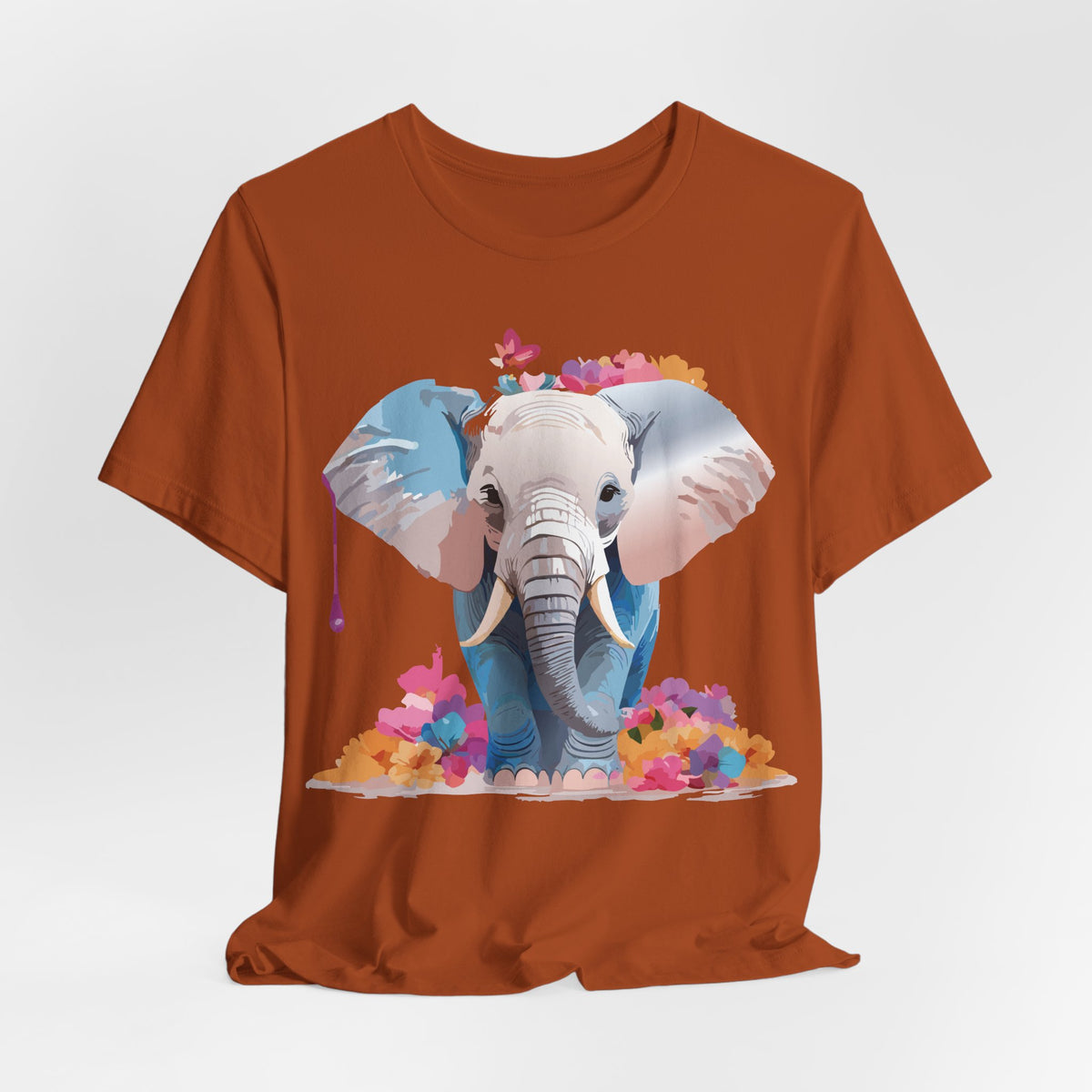 Elephant Graphic Unisex Cotton Bella+Canvas Tee with Art Animal Design e128