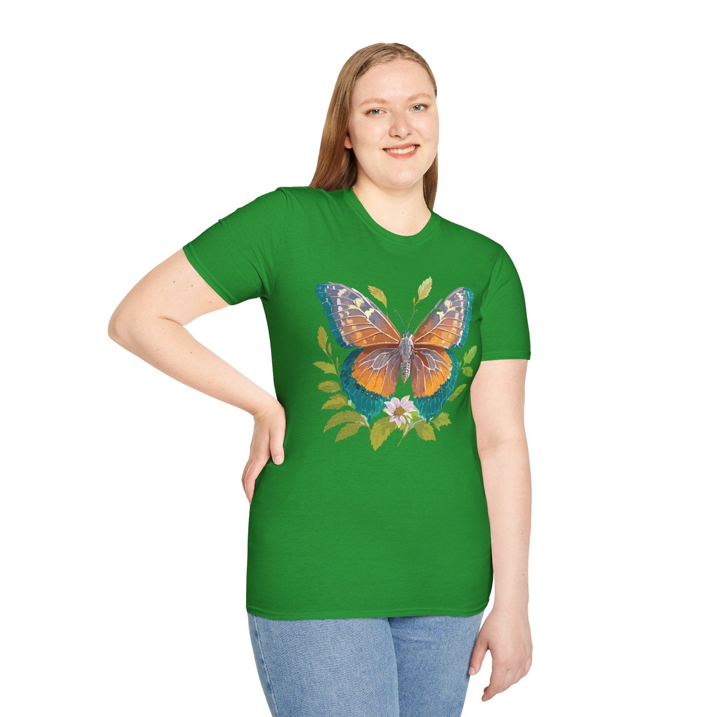 Unisex Butterfly Shirt With Monarch Design Cotton Tee Gildan 64000 Softstyle Comfort