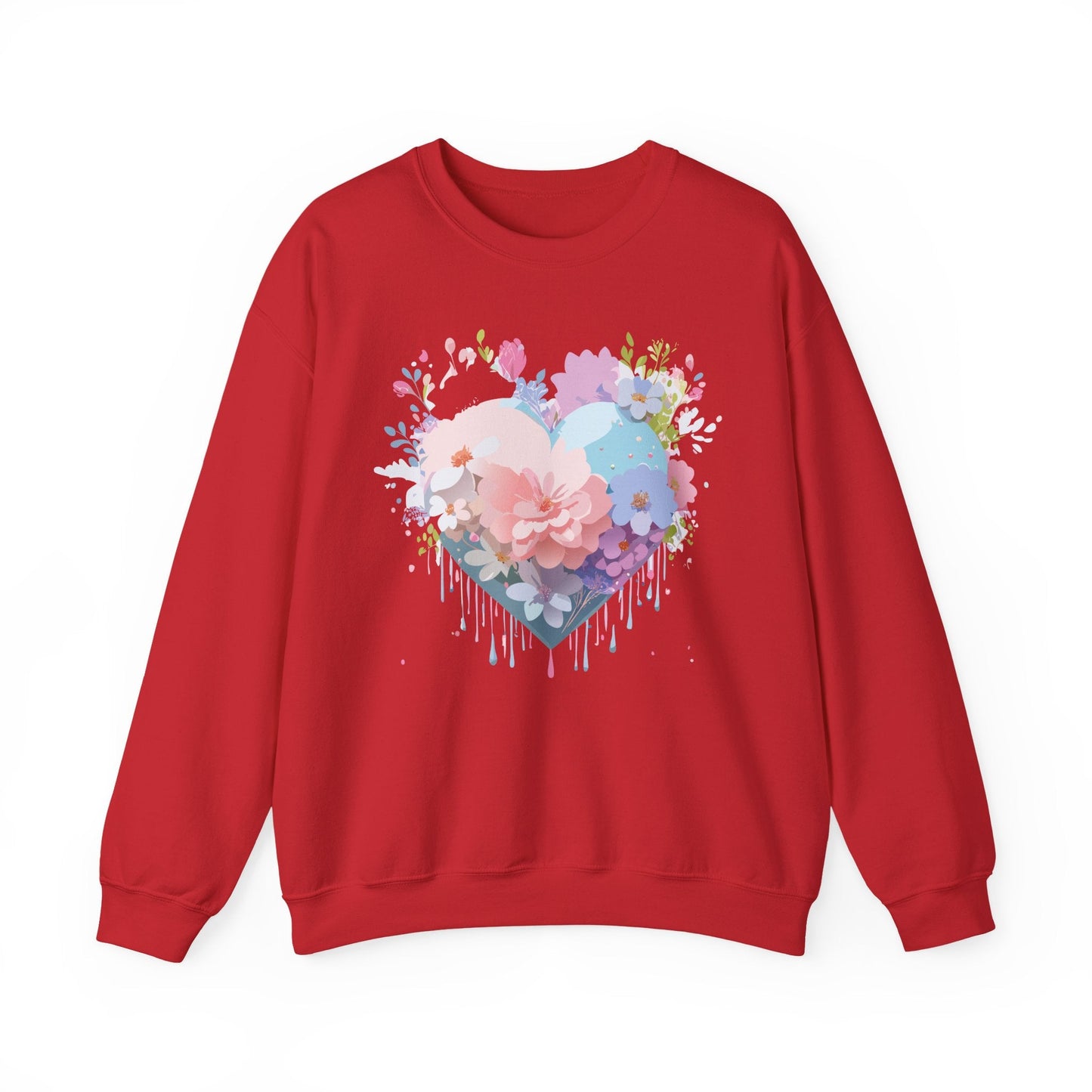 Floral Heart Sweatshirt Unisex Heavy Blend Crewneck Valentines Day Floral Love Cozy