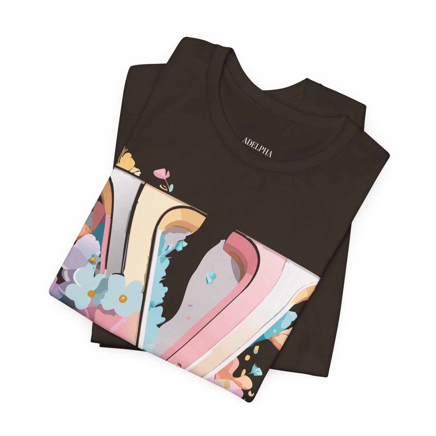 Letter V Shirt Graphic Tee Unisex Jersey Short Sleeve Vintage Inspired Adelpha Art Design