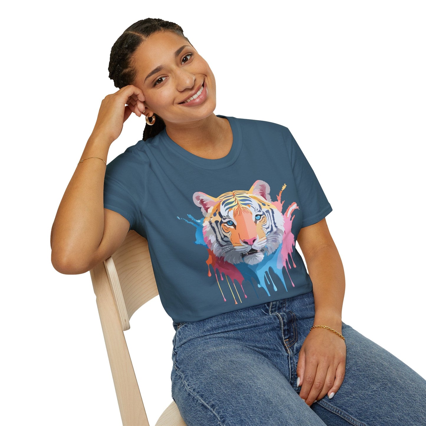 Tiger Print Unisex Softstyle T Shirt Gildan 64000 Comfort Tee