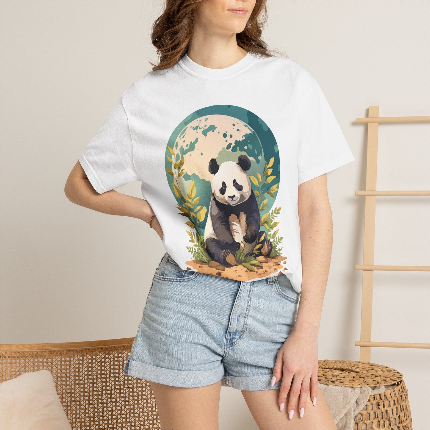 Panda Portrait Graphic T-Shirt Unisex Cotton Floral Animal Art Tee pp6