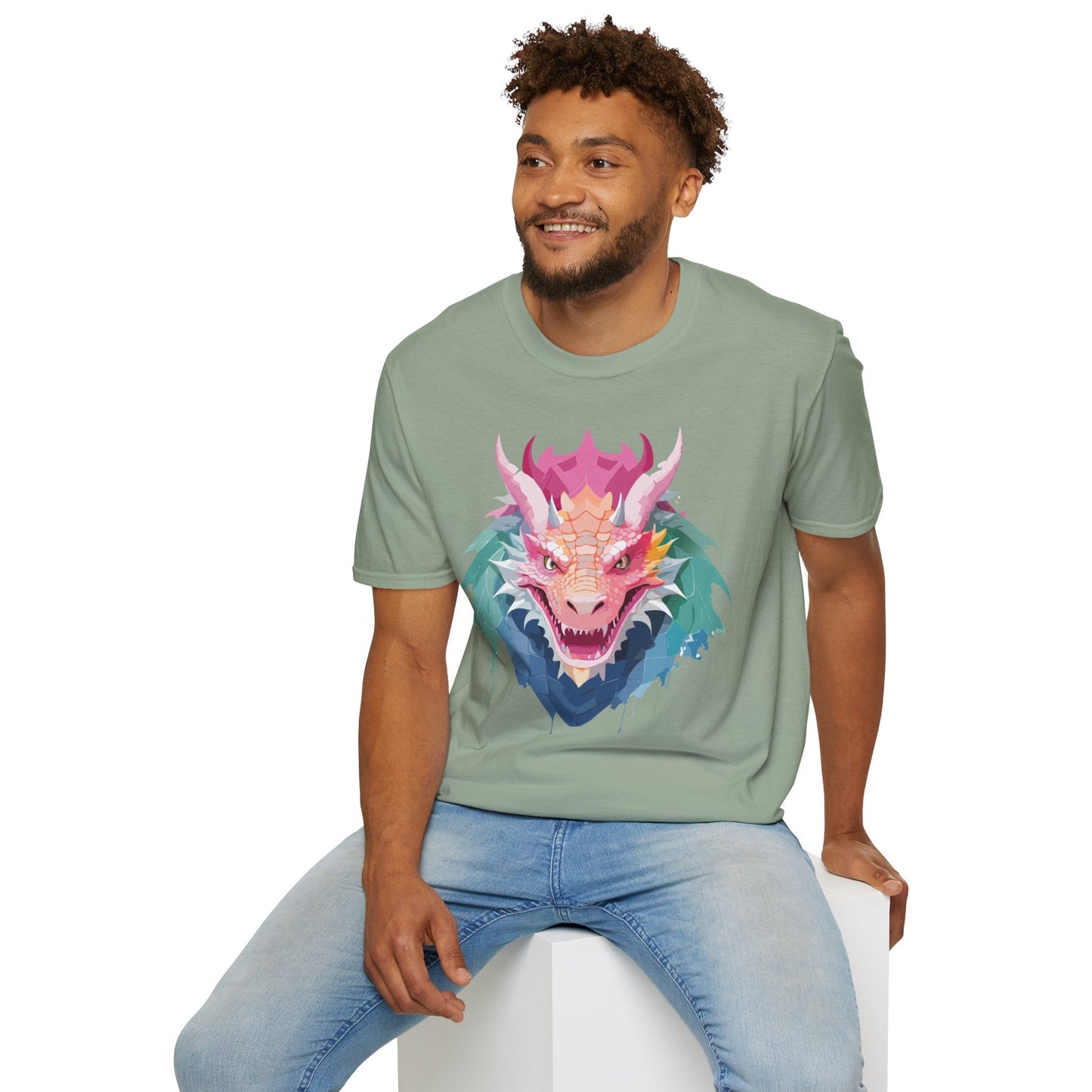 Dragon T Shirt Unisex Softstyle Cotton Tee With Animal Art Design Graphic Print Artwork