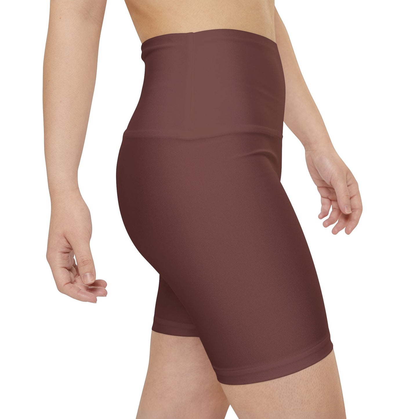 Dark Cooper Workout Shorts — High-Waist Brown Biker Shorts for Women