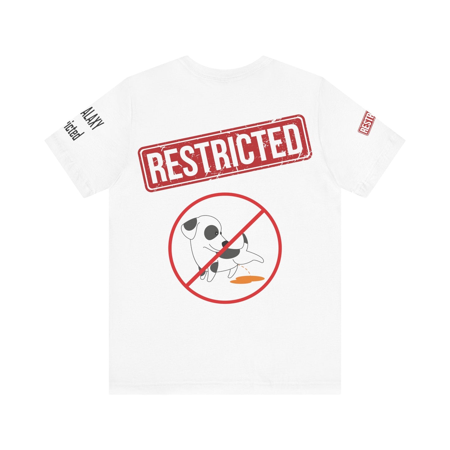 Tee Shirt With Red Stamp From Bad Galaxy Eco Friendly 100 Percent Cotton Printed In USA