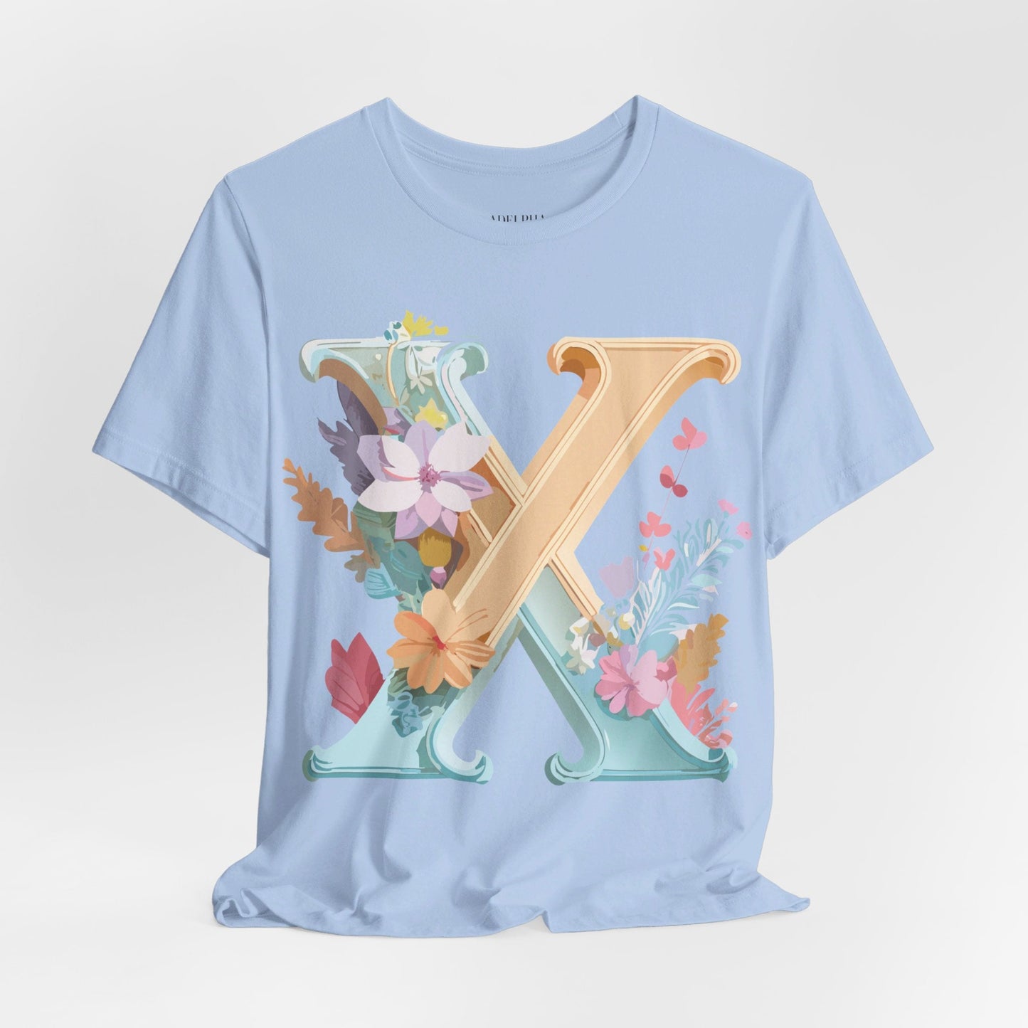 Letter X Shirt Unisex Graphic Tee Adelpha Vintage Inspired Artwork Short Sleeve Edition