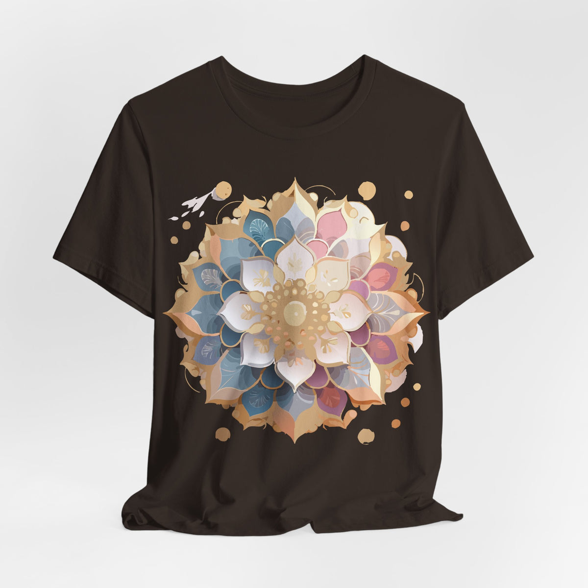 Mandala Graphic Unisex Cotton Bella+Canvas Tee with Floral Art Design d20