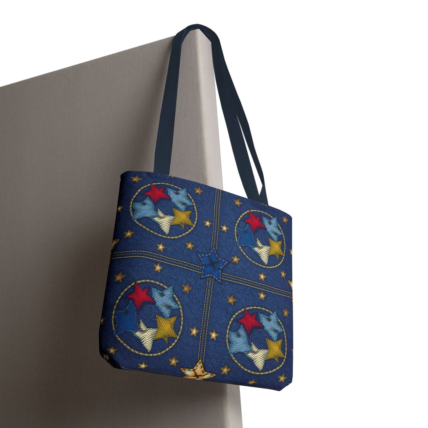 Denim Fabric Imitation Print Unisex Canvas Bag Poly Spun 3 Sizes Tote Bag 181-2