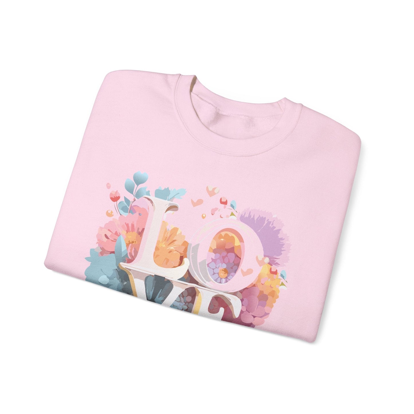 Floral Love Sweatshirt For Valentines Day Unisex Crewneck 50 50 Cotton Polyester Gildan 18000