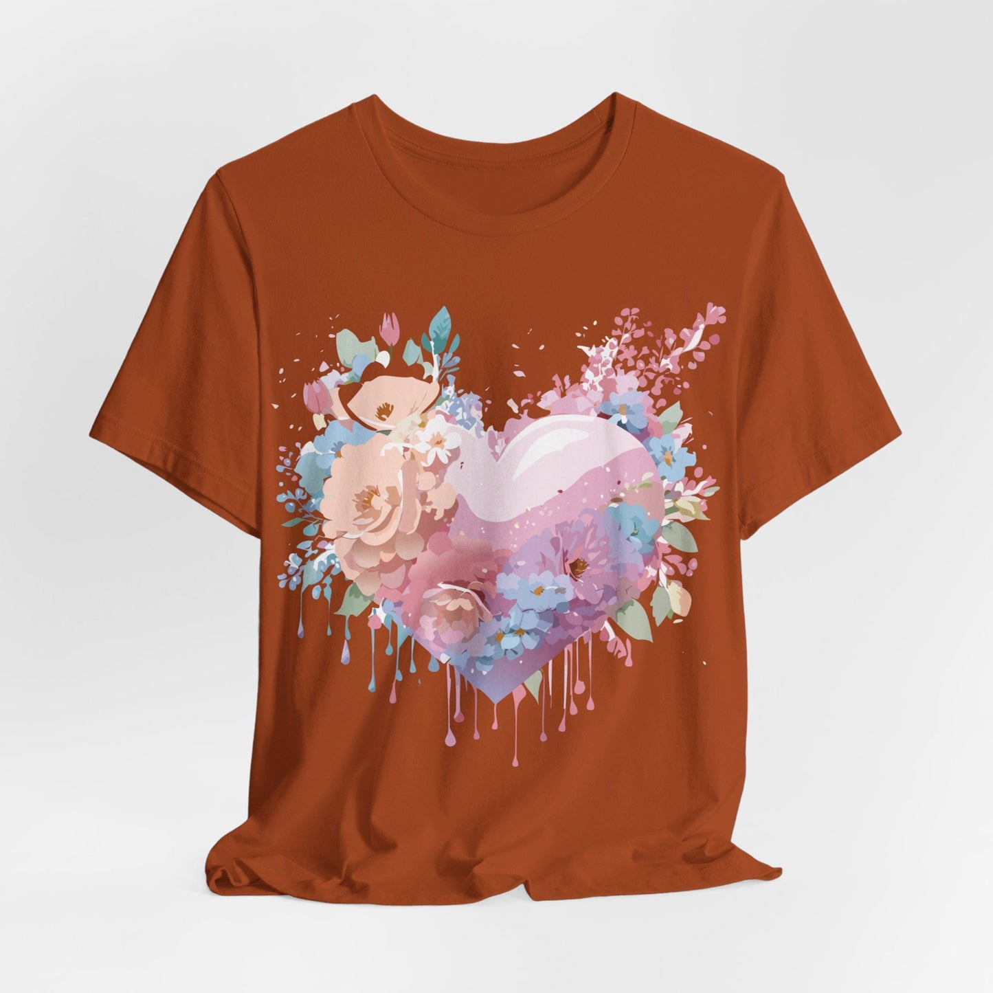 Valentine Day Graphic Unisex 100 Cotton Vintage Artwork with Love and Flower Design Tee 28