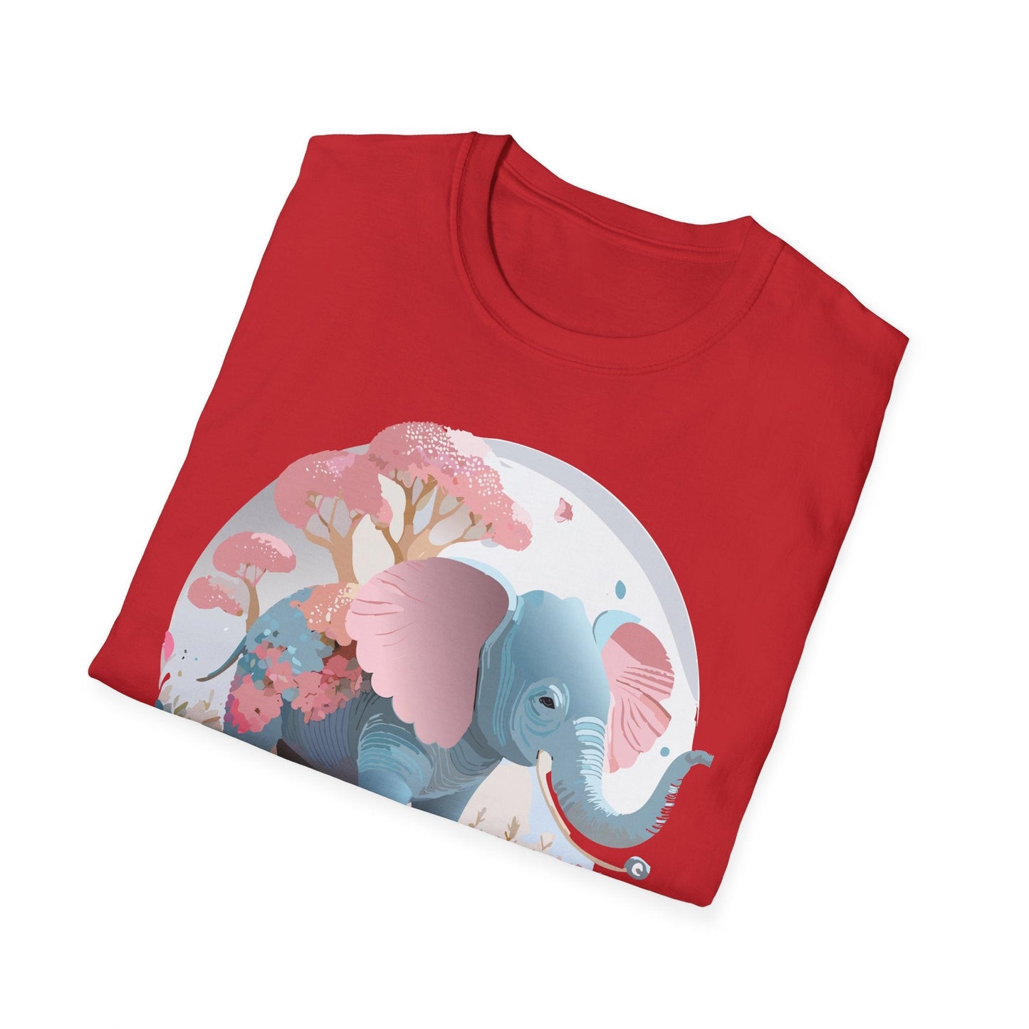 Unisex Elephant Graphic Tee Gildan Softstyle 64000 100 Percent Ring Spun Cotton Fabric