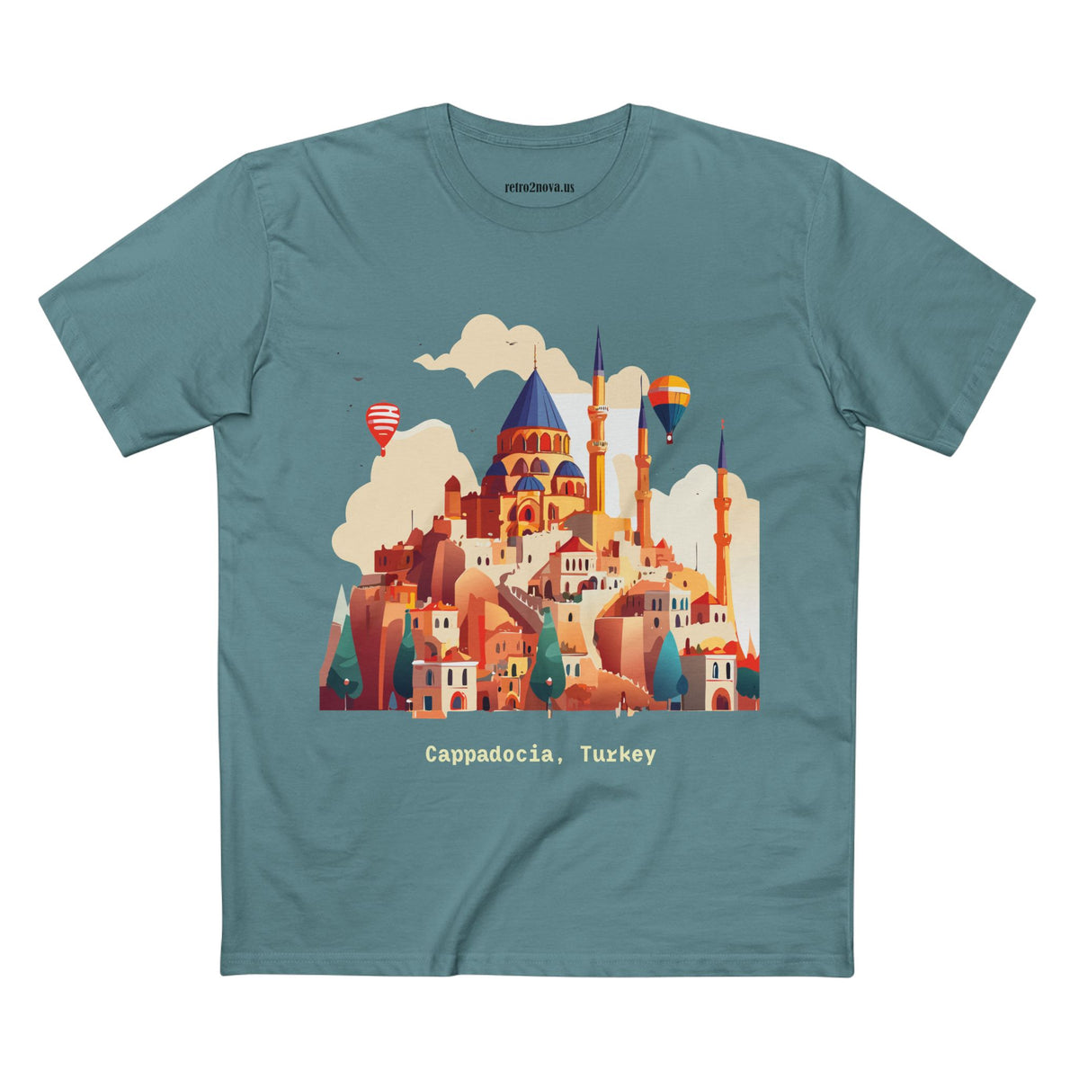 Cappadocia Turkey Illustration T-Shirt | Hot Air Balloons, Skyline