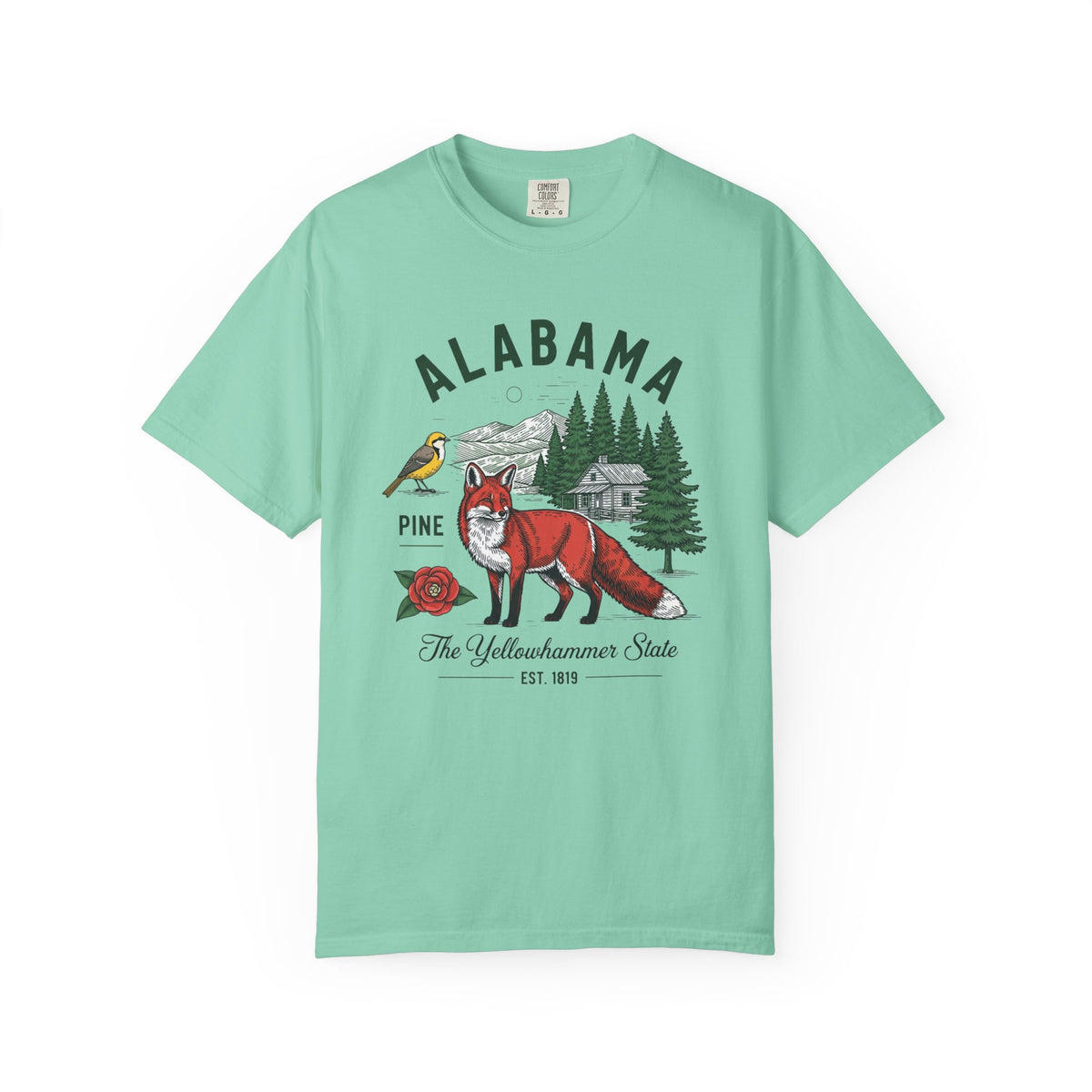 Alabama Graphic Unisex Heavyweight Garment-Dyed 100 US Cotton Tee Relaxed Fit - 3