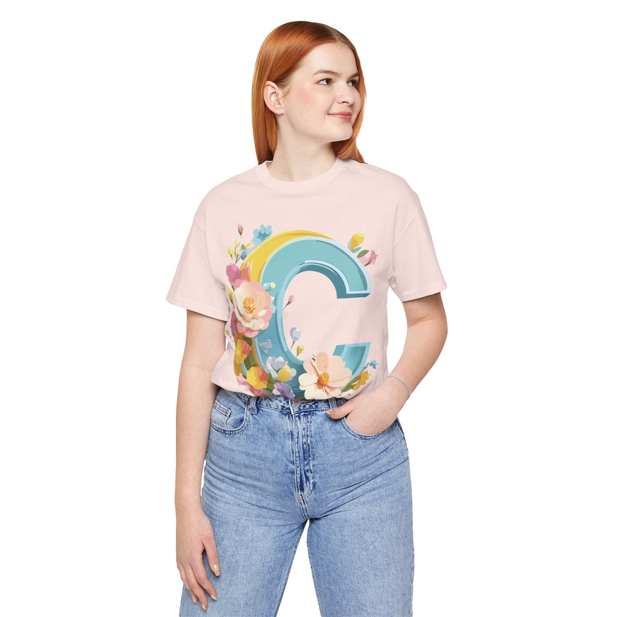 Letter C Graphic Unisex Cotton Bella+Canvas Tee with Art Letter Design