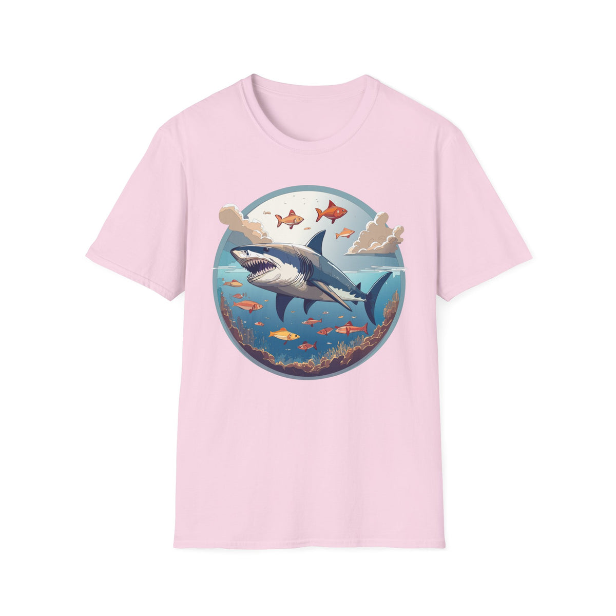 Great White Shark Ocean Scene T-Shirt | Shark Graphic Tee, Marine Life Art