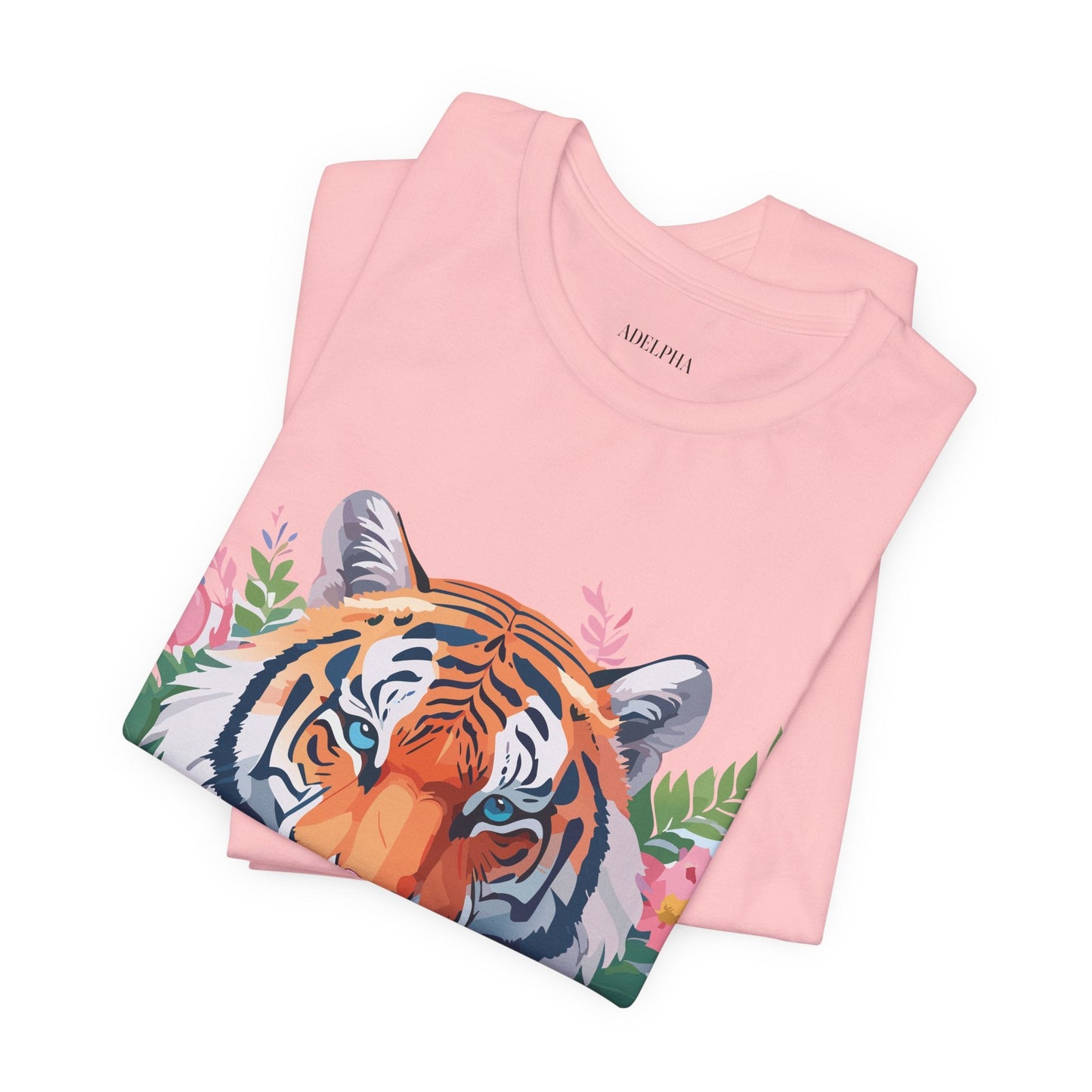 Tiger Graphic Tee Unisex Short Sleeve Shirt With Vintage Inspired Artwork By Adelpha