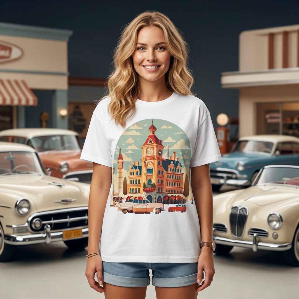Retro Car Vintage Graphic Tee Staple Unisex 100 Cotton Tee Shirt - RC-3