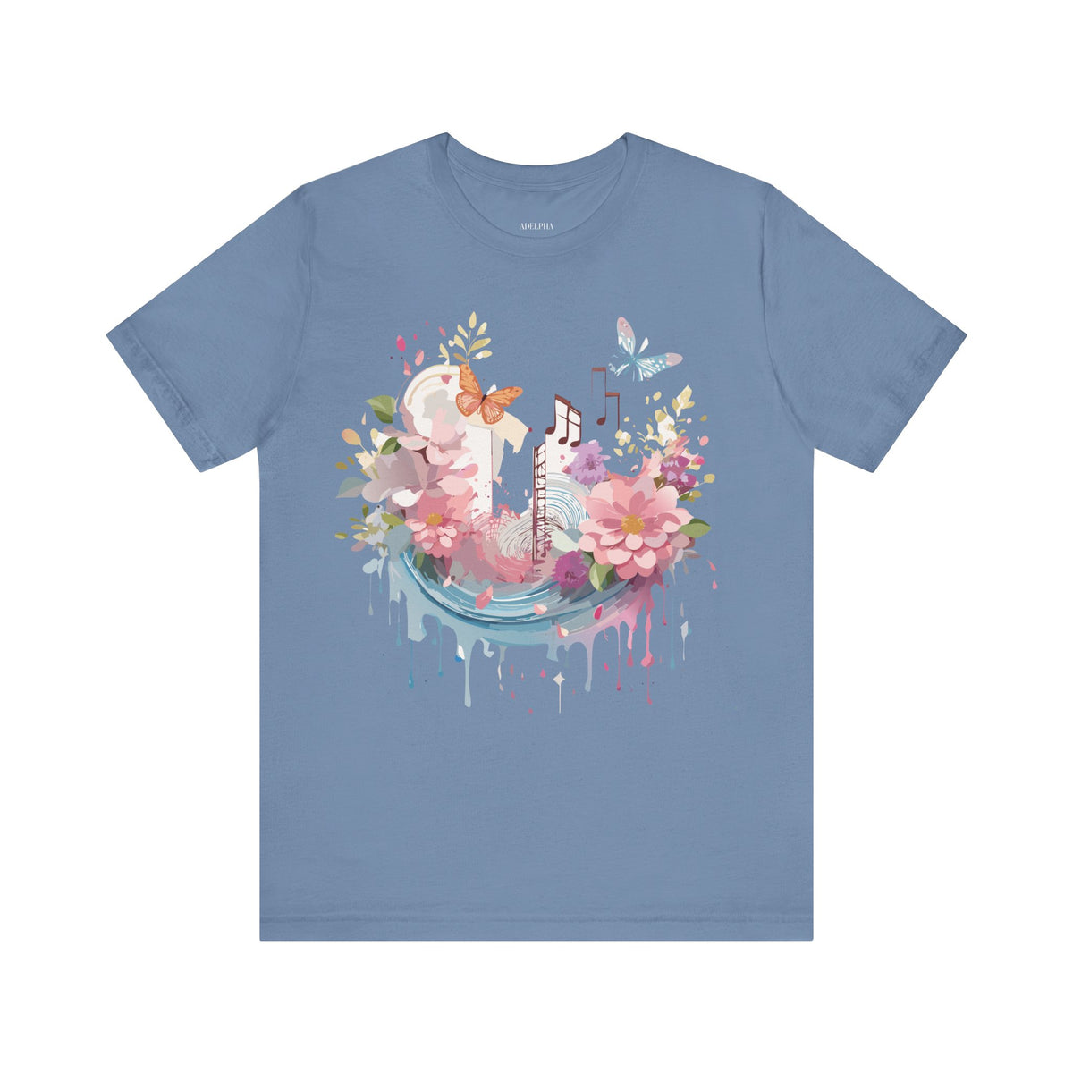 Music Graphic Unisex Cotton Bella+Canvas Tee with Art Design m86