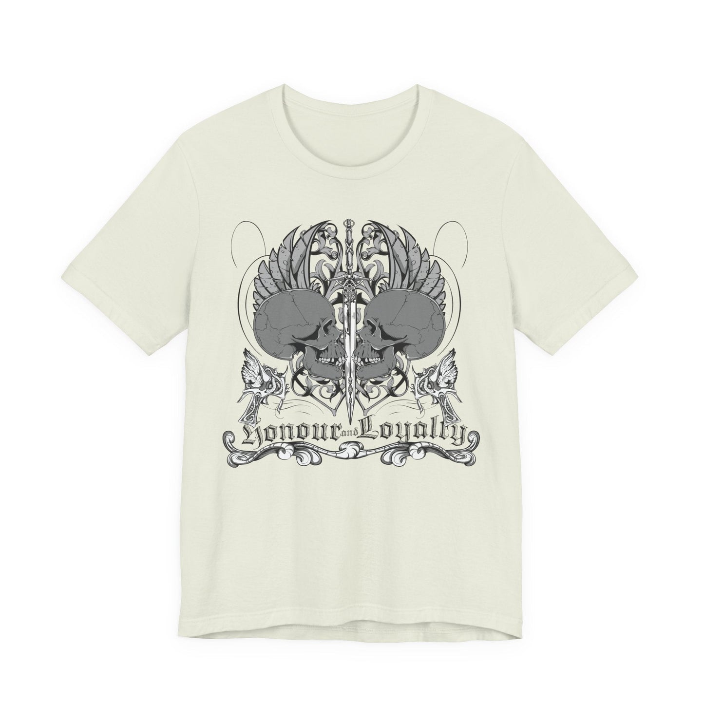 Honor Loyalty crest tee Gothic heraldry skulls wings emblem Art-48