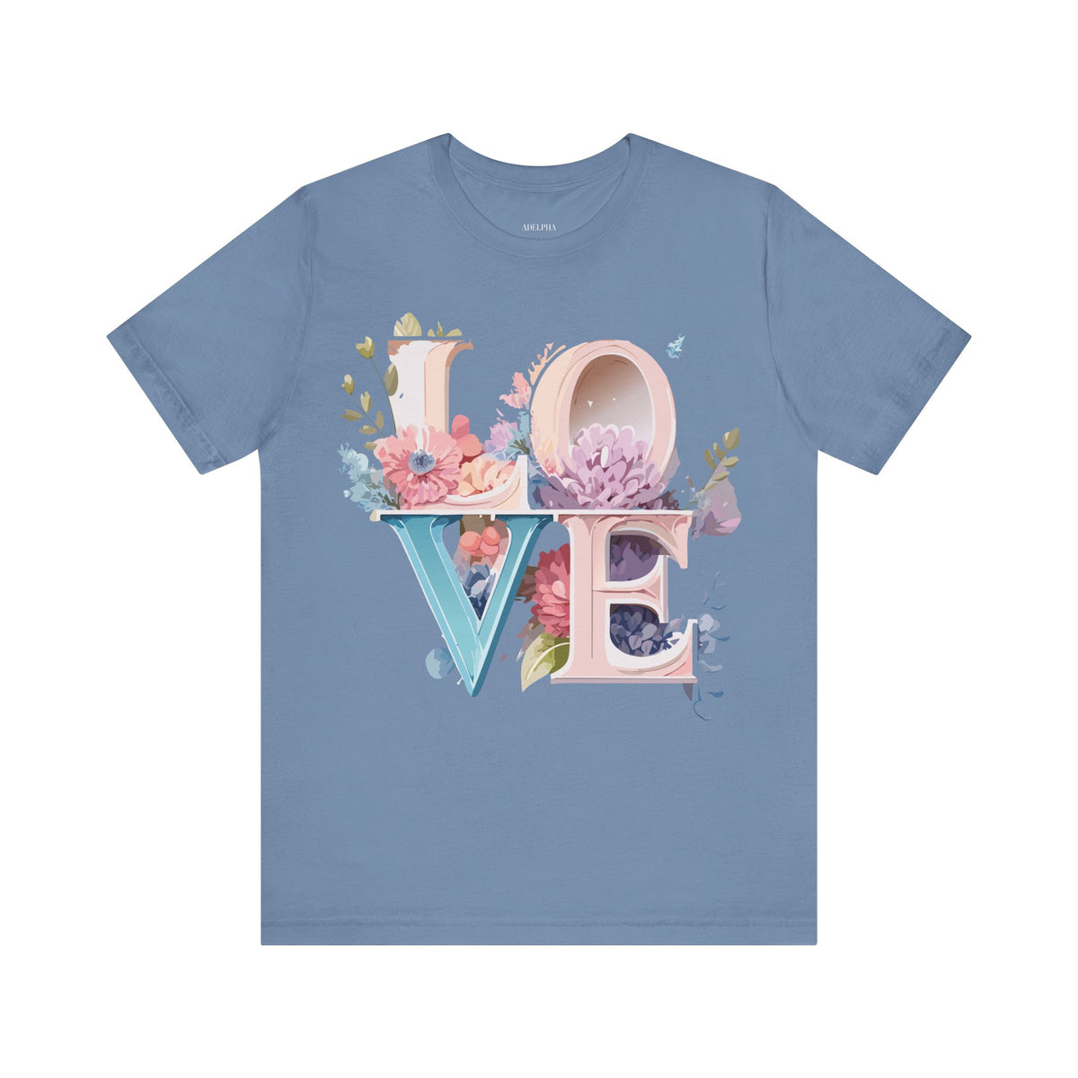 Valentine's Day Graphic Unisex Cotton Bella+Canvas Tee with Floral Art Design d122