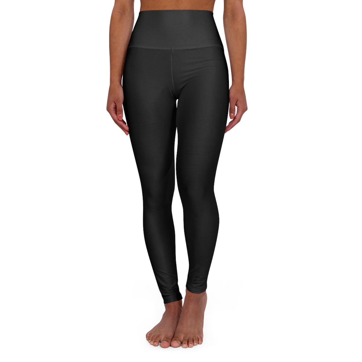 Onyx Black Color High-Waist Yoga Leggings Women's Seamless Poly-Span Stretchy Performance Pants