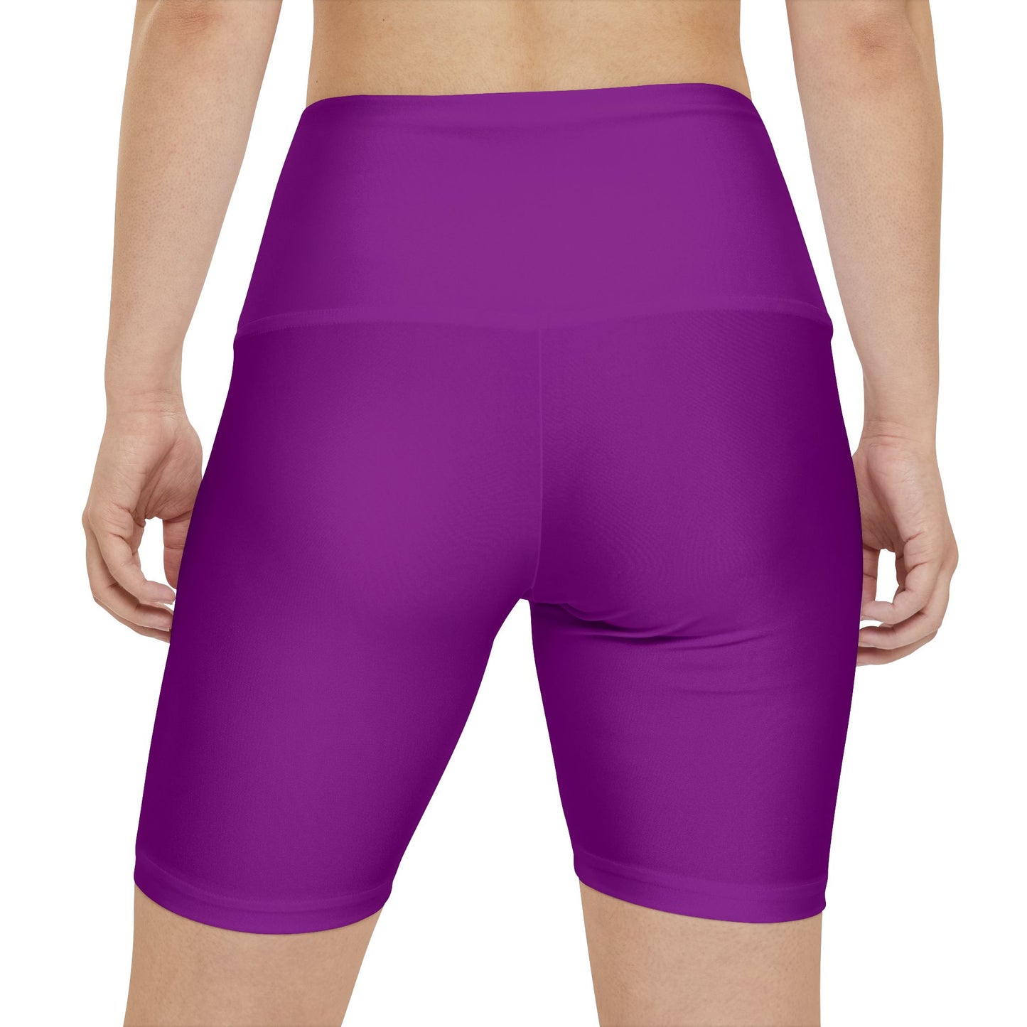 Dark Magenta Purple Women's Workout Shorts — High-Waist Biker Athletic Shorts