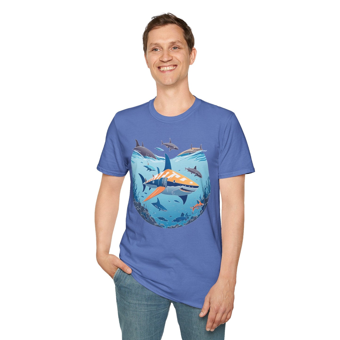 Ocean Tee Shirt Unisex Softstyle Gildan 64000 100 Percent Ring Spun Cotton Breathable U Boat Design