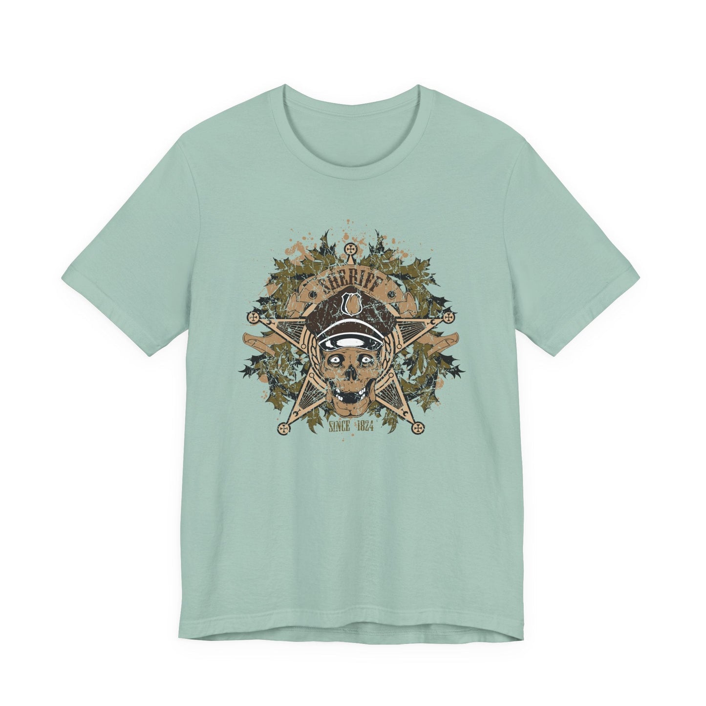 Skull Floral Emblem Graphic Unisex Cotton Tee Art-45