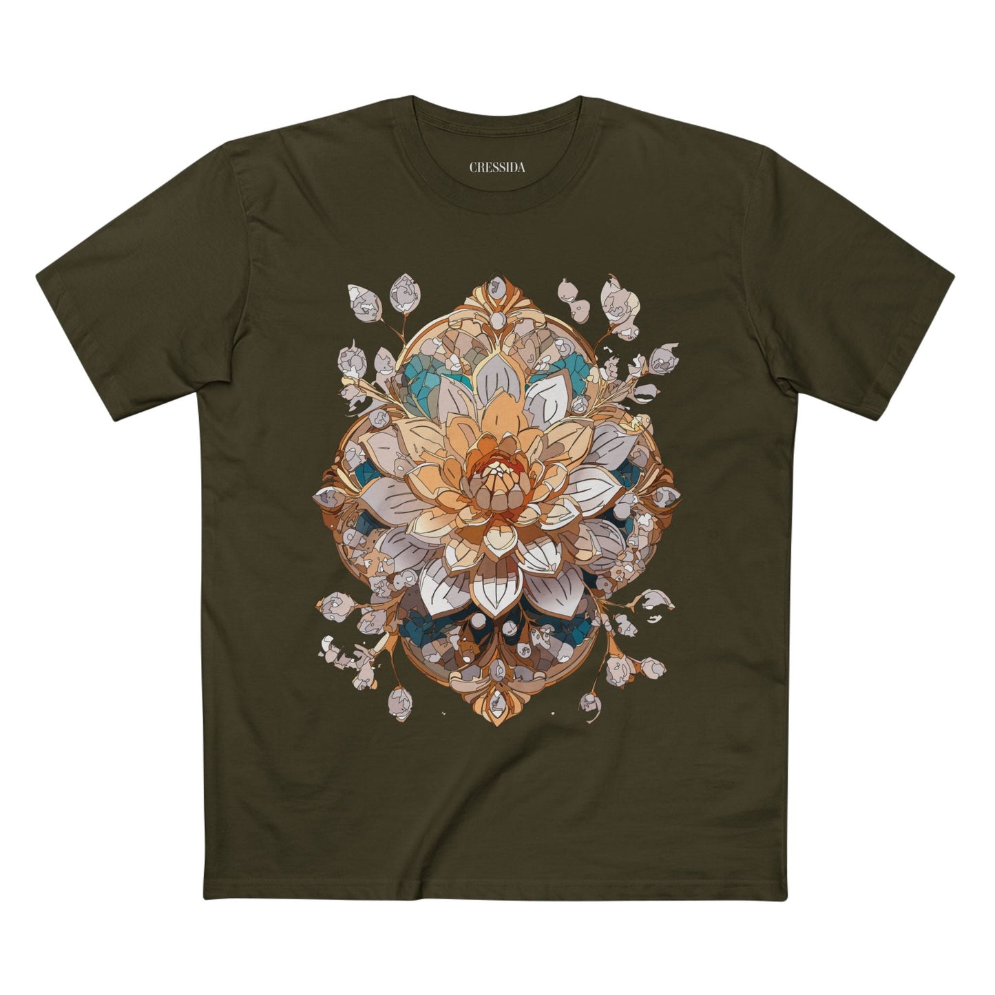 Floral Graphic T-Shirt Unisex 100 Cotton Art Design with Antique Flowers Tee 14
