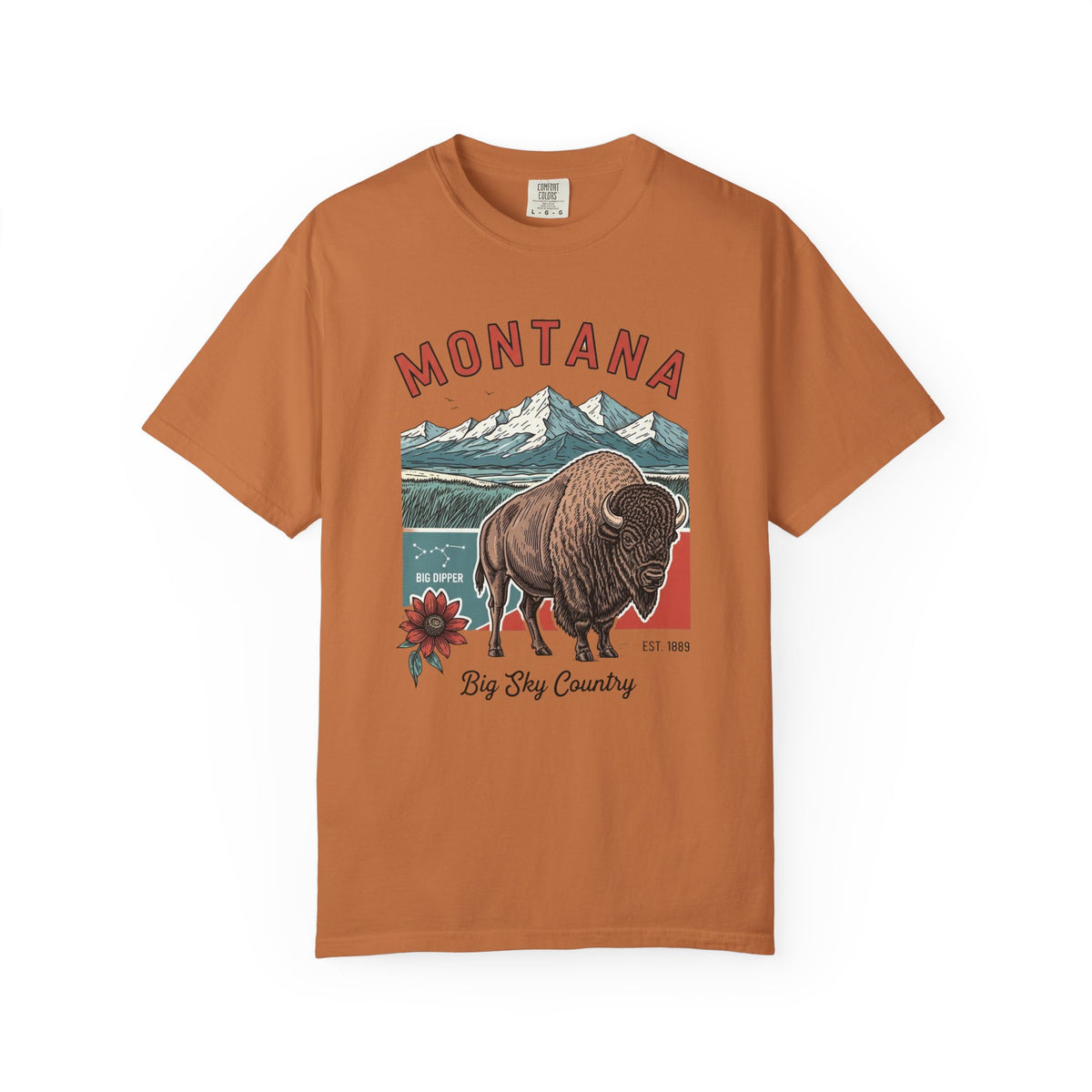 Montana Graphic Unisex Heavyweight Garment-Dyed Travel Tourist Graphic Gift Tee 100 Cotton Comfort Colors T-Shirt
