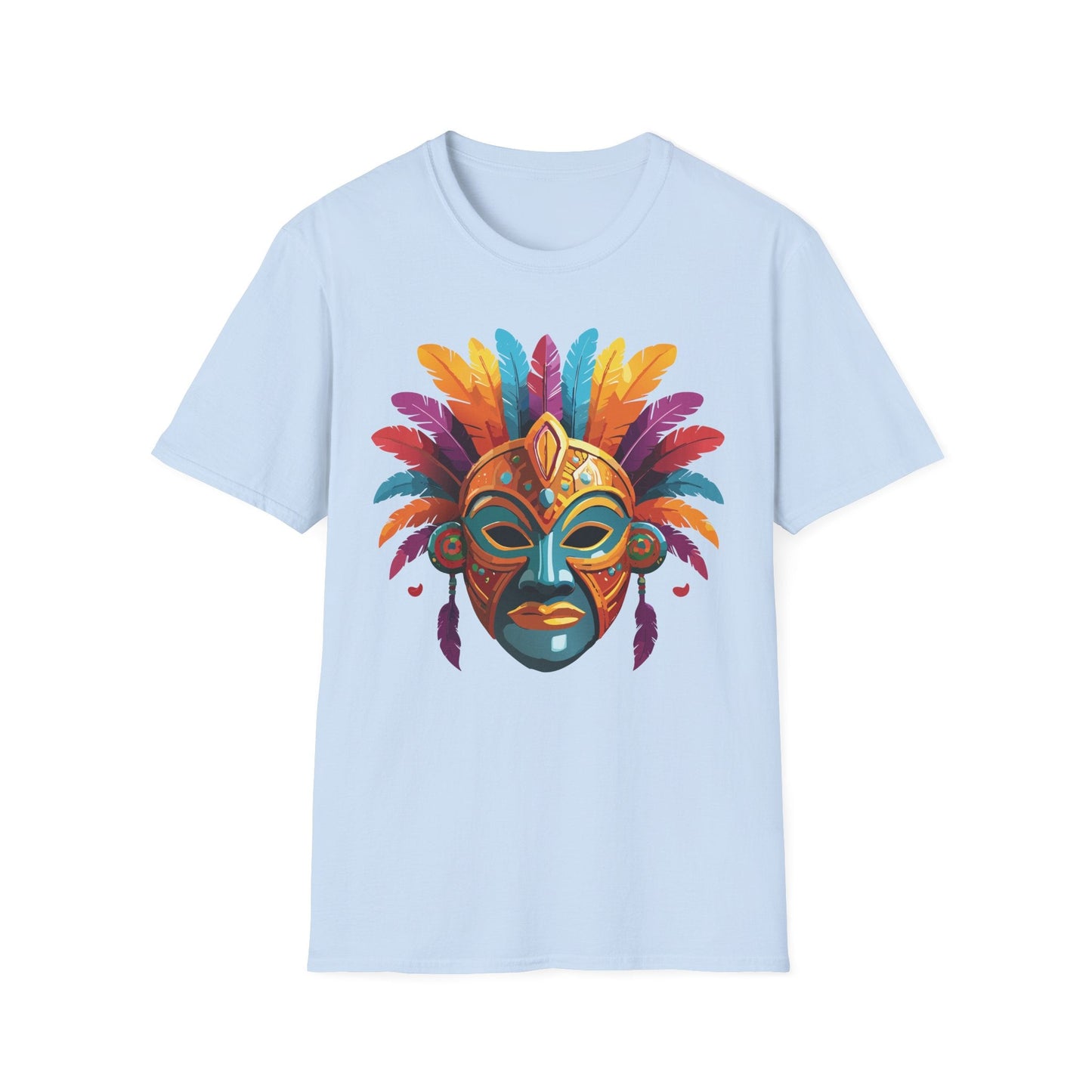 Unisex Gildan Mask T Shirt Softstyle 64000 With Art Design Lightweight Cotton Tee