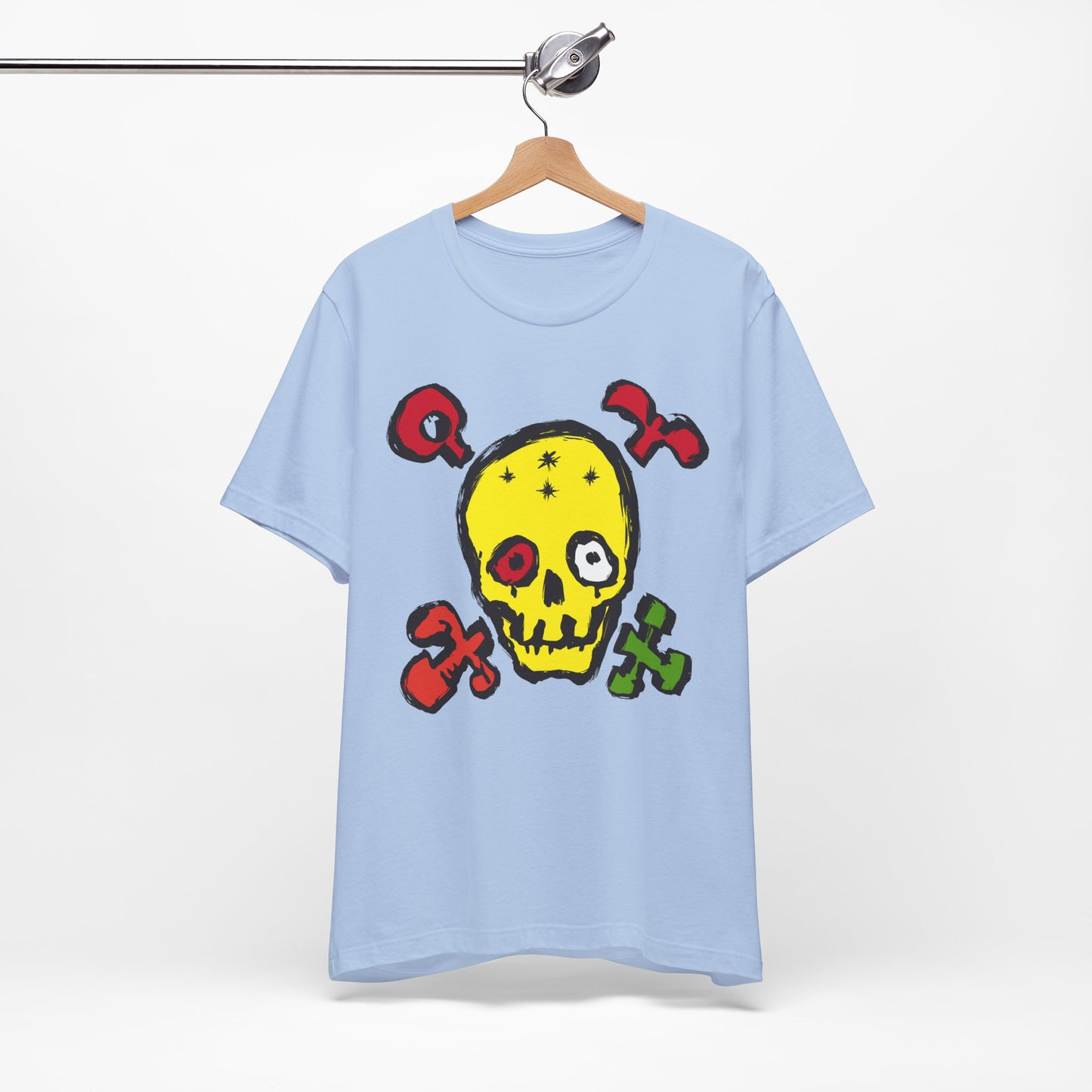 Yellow Skull Graphic Design Tee, Skull Shirt, Vintage Tees, Art Design T-Shirt, Vintage Graphic Tee, Art Shirts with Skulls