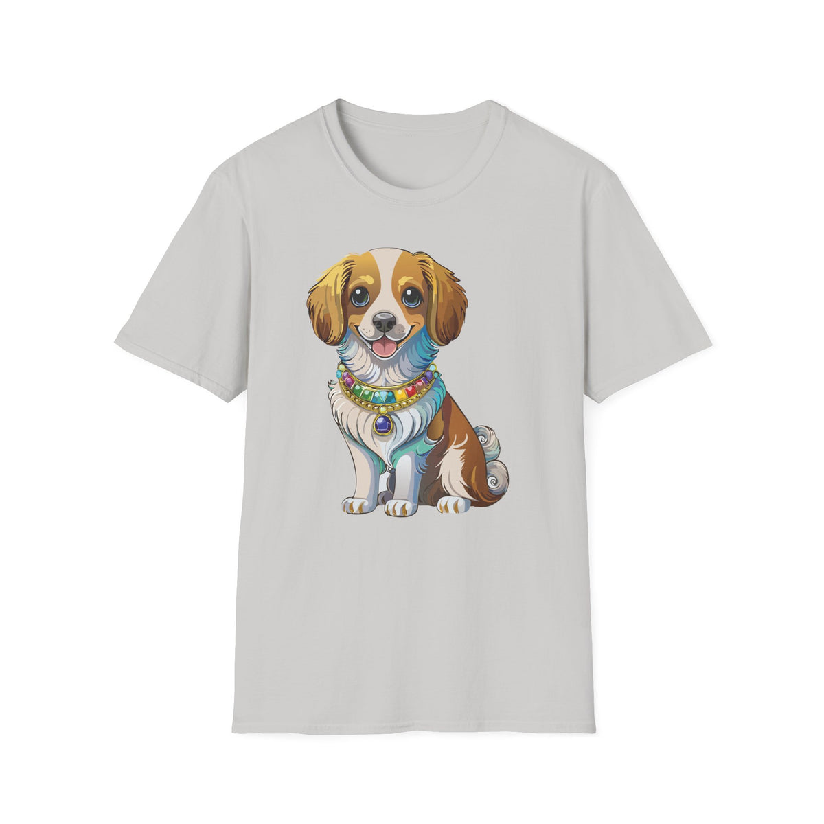 Smiling Brown White Dog Portrait T-Shirt | Cute Puppy Illustration