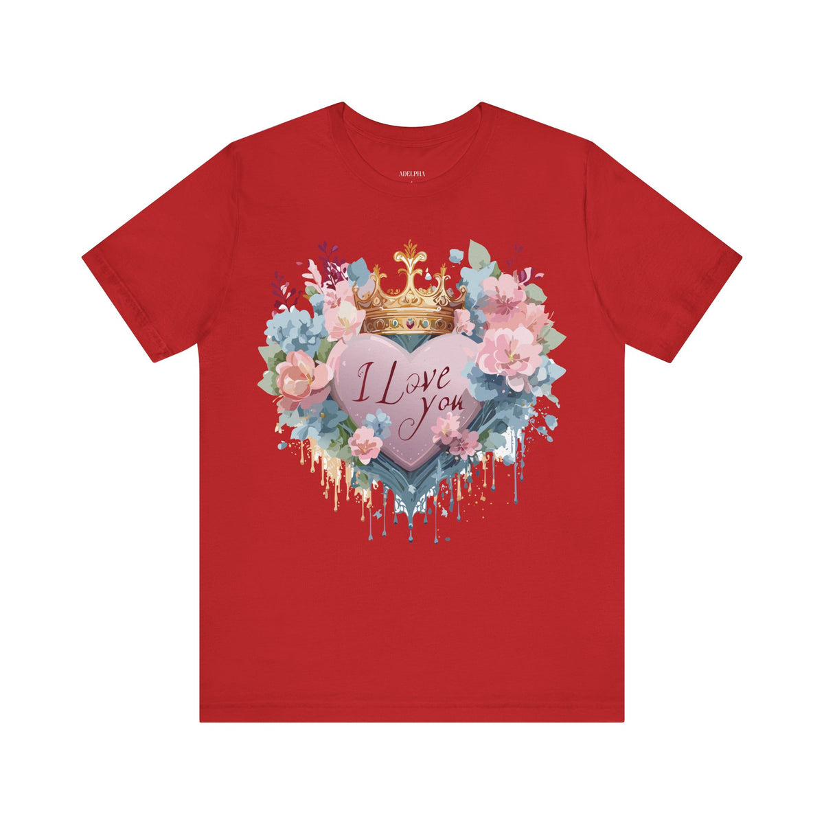 Valentine's Day Graphic Unisex Cotton Bella+Canvas Tee with Floral Art Design d105