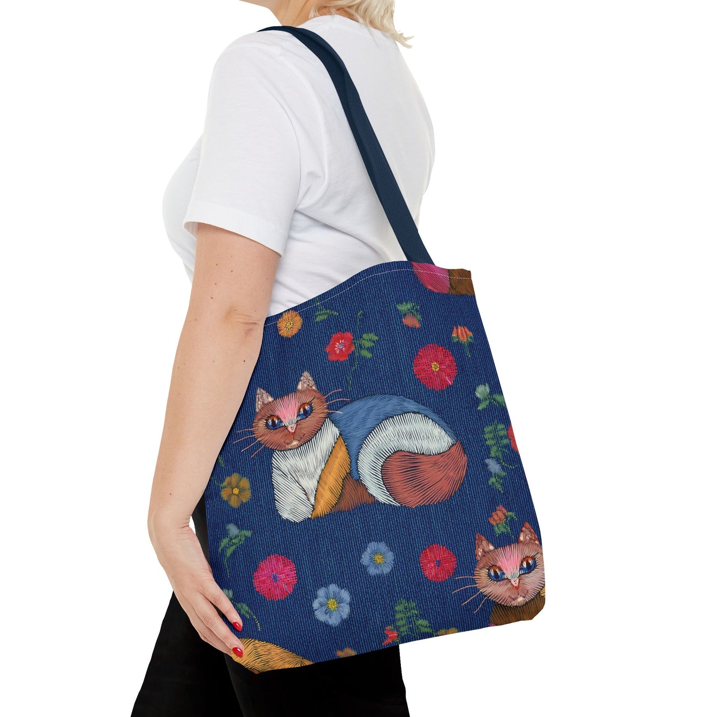 Denim Fabric Imitation Print Unisex Canvas Bag Poly Spun 3 Sizes Tote Bag 190-9