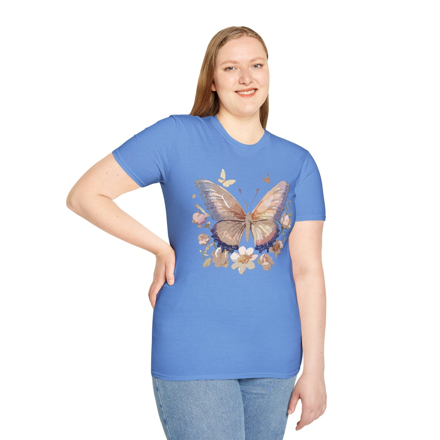 Butterfly T Shirt Unisex Softstyle Monarch Design 100 Percent Cotton Tee For Everyday Comfort