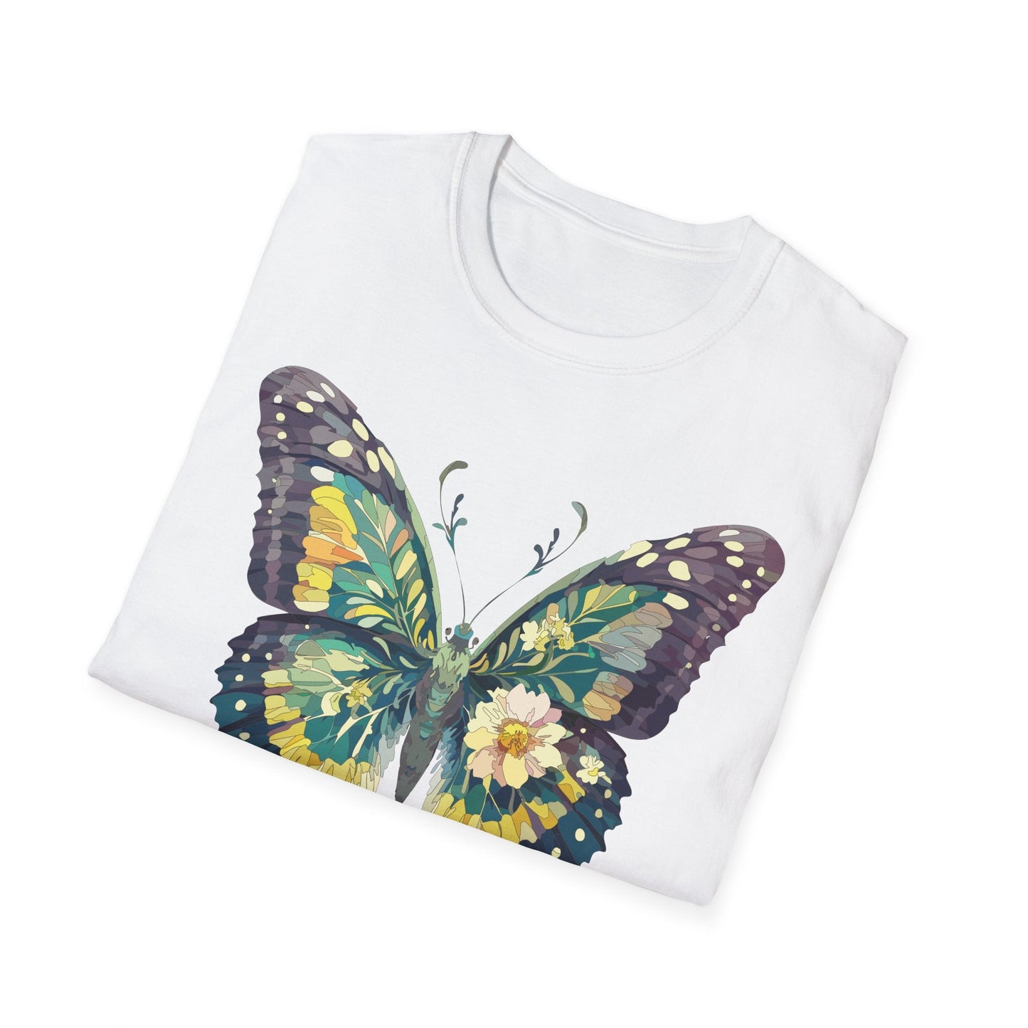 Butterfly Shirt Unisex Monarch Print T Shirt Gildan Softstyle 64000 Lightweight Tee