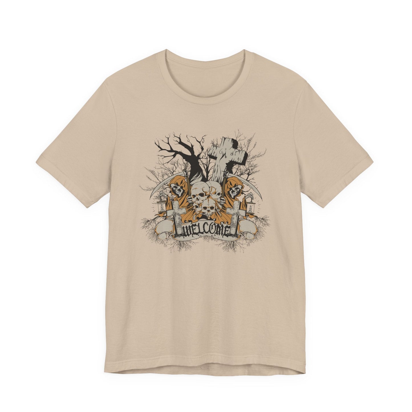 Skull Halloween Graphic Design Unisex Cotton T-Shirt Art-50