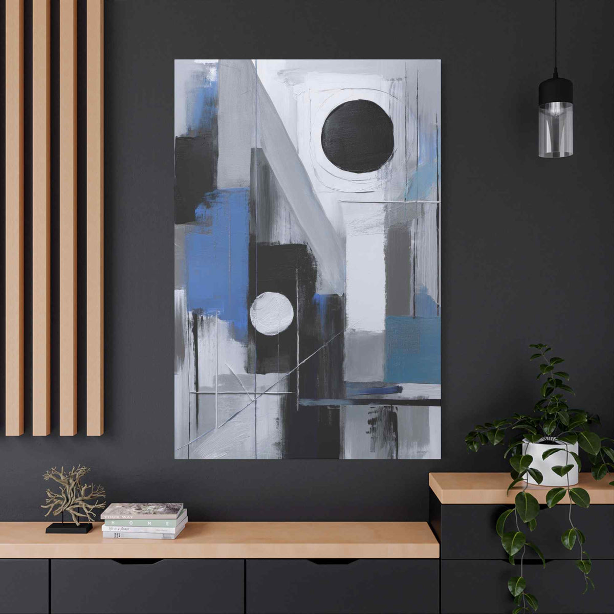 Blue Abstract Painting Print Canvas 20x24,20x30,24x30, 24x32,24x36,30x40, 32x48,36x48,40x60 Pine-Wood Inner Frame ABS-27