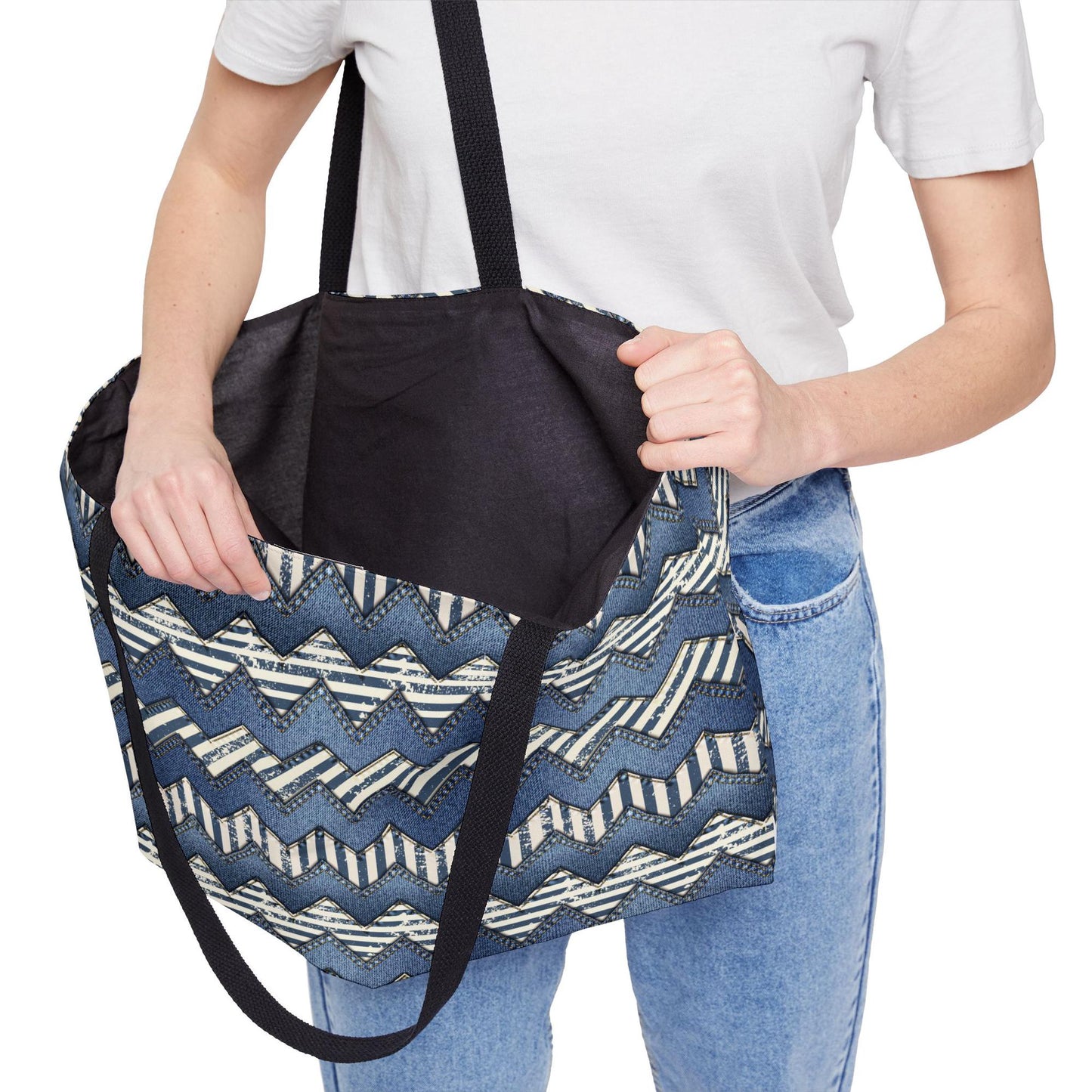 Denim Color Imitation Print Unisex  Yoga Bag  Spun Polyester 24x13 Canvas Gym Bag 16