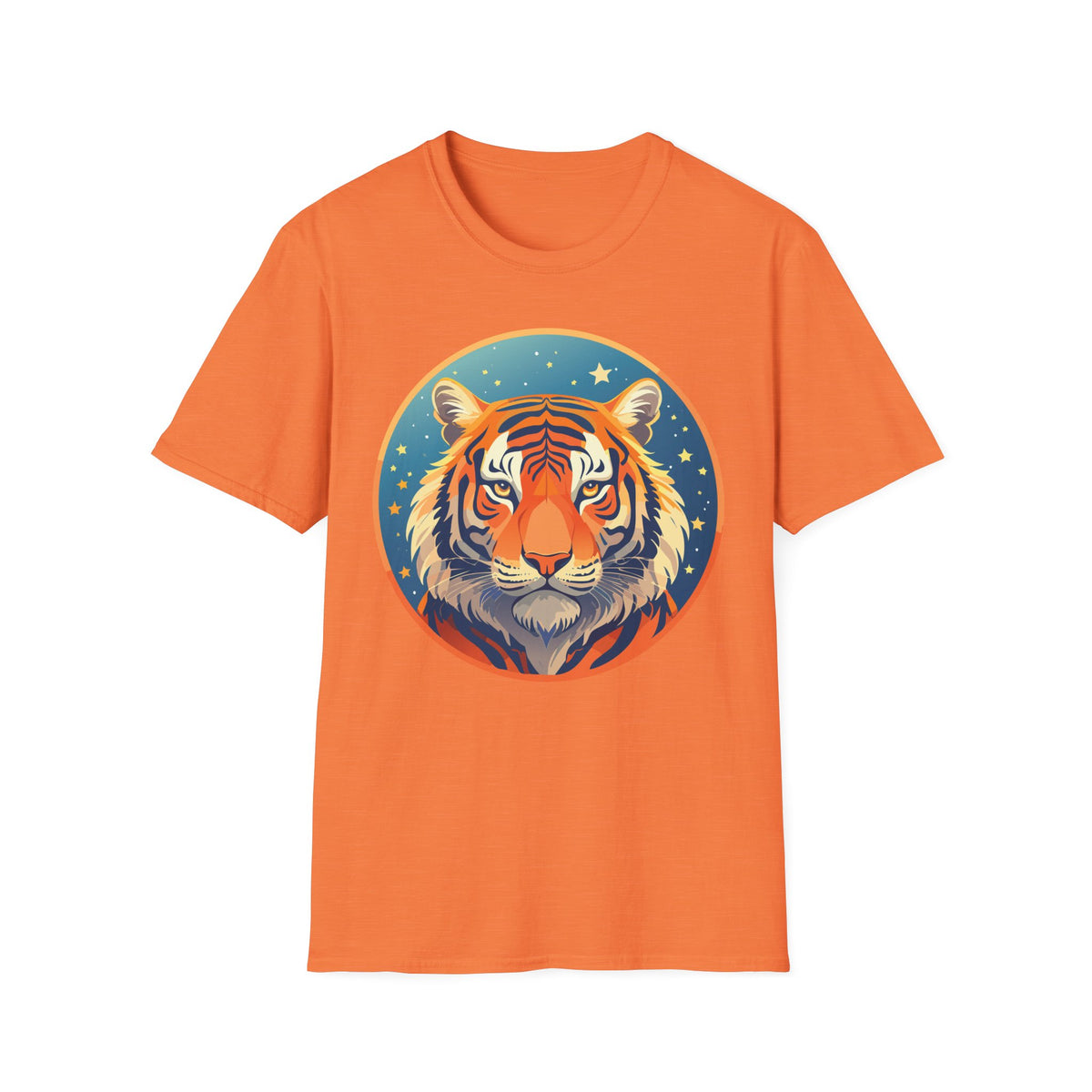 Tiger Head Illustration T-Shirt | Retro Celestial Stars