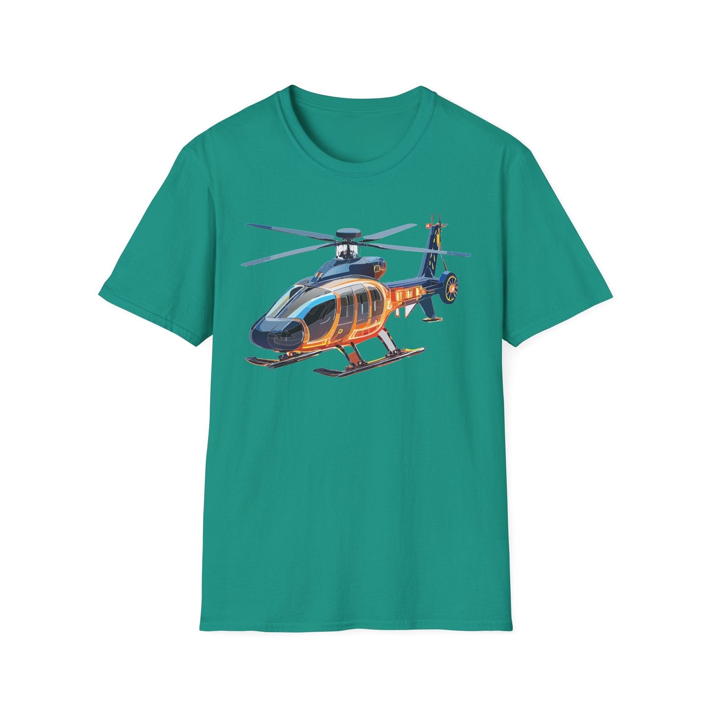 Unisex Helicopter Graphic T Shirt Softstyle 64000 Short Sleeve Chopper Tee For Everyday Comfort