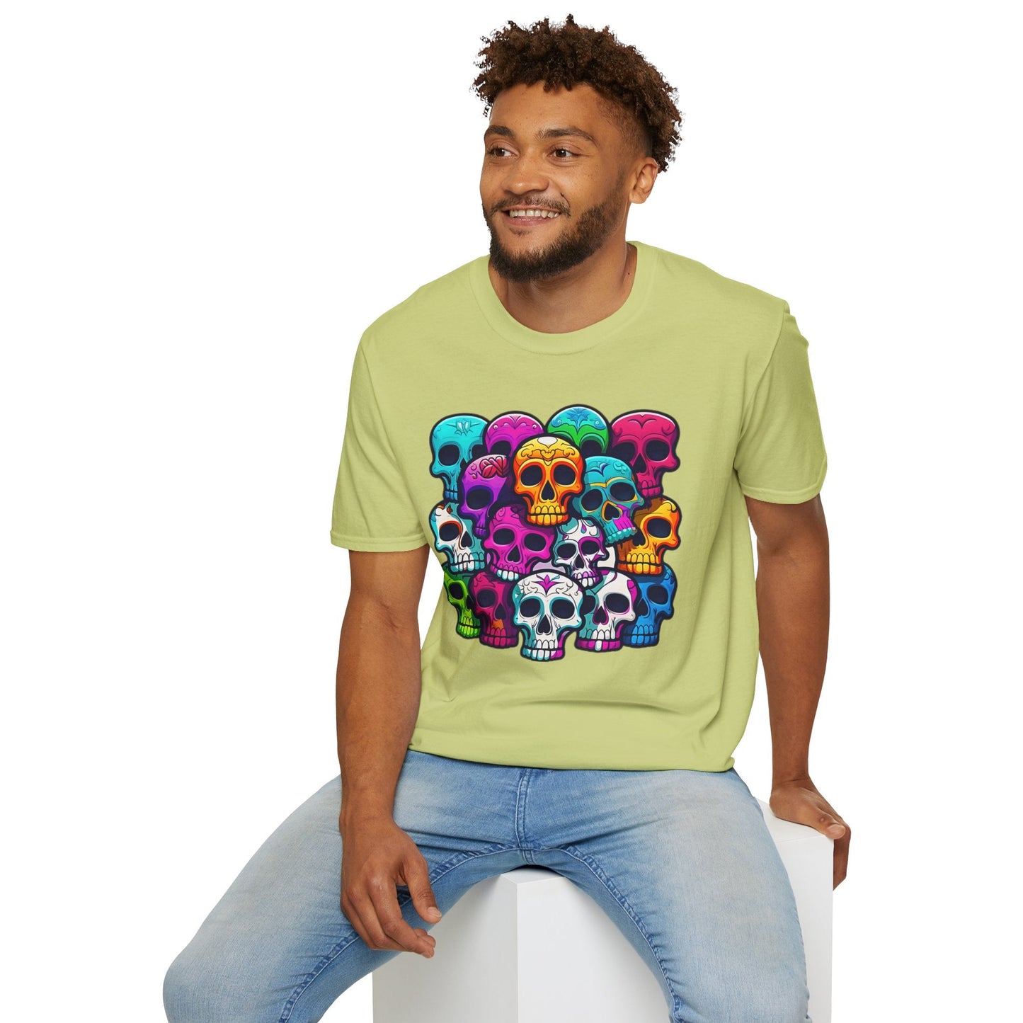 Skull Graphic Unisex Cotton T-shirt with Skeleton Artwork Design 1